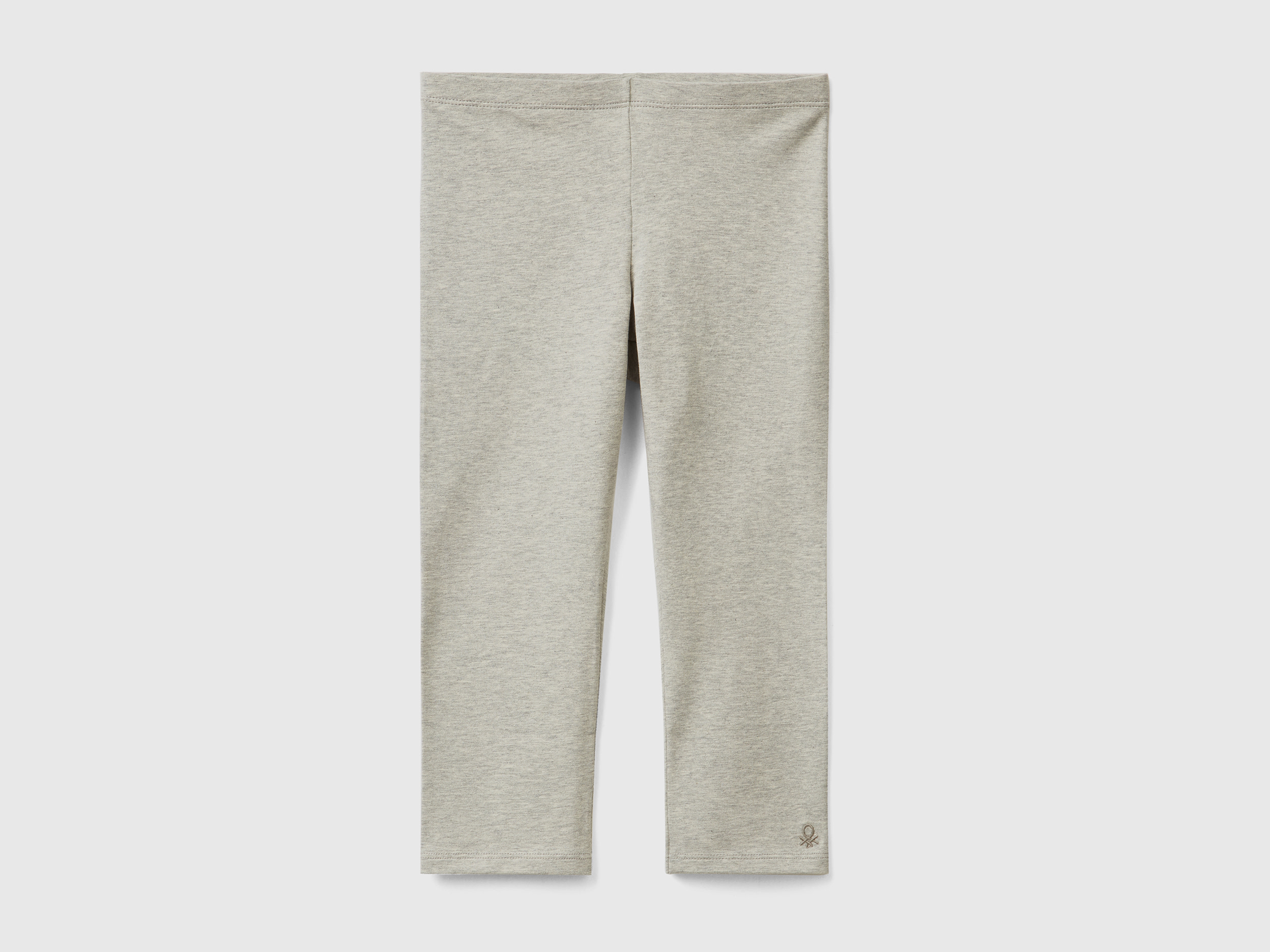 benetton, legging longueur 3/4 en coton extensible, taille xl, gris clair, enfants