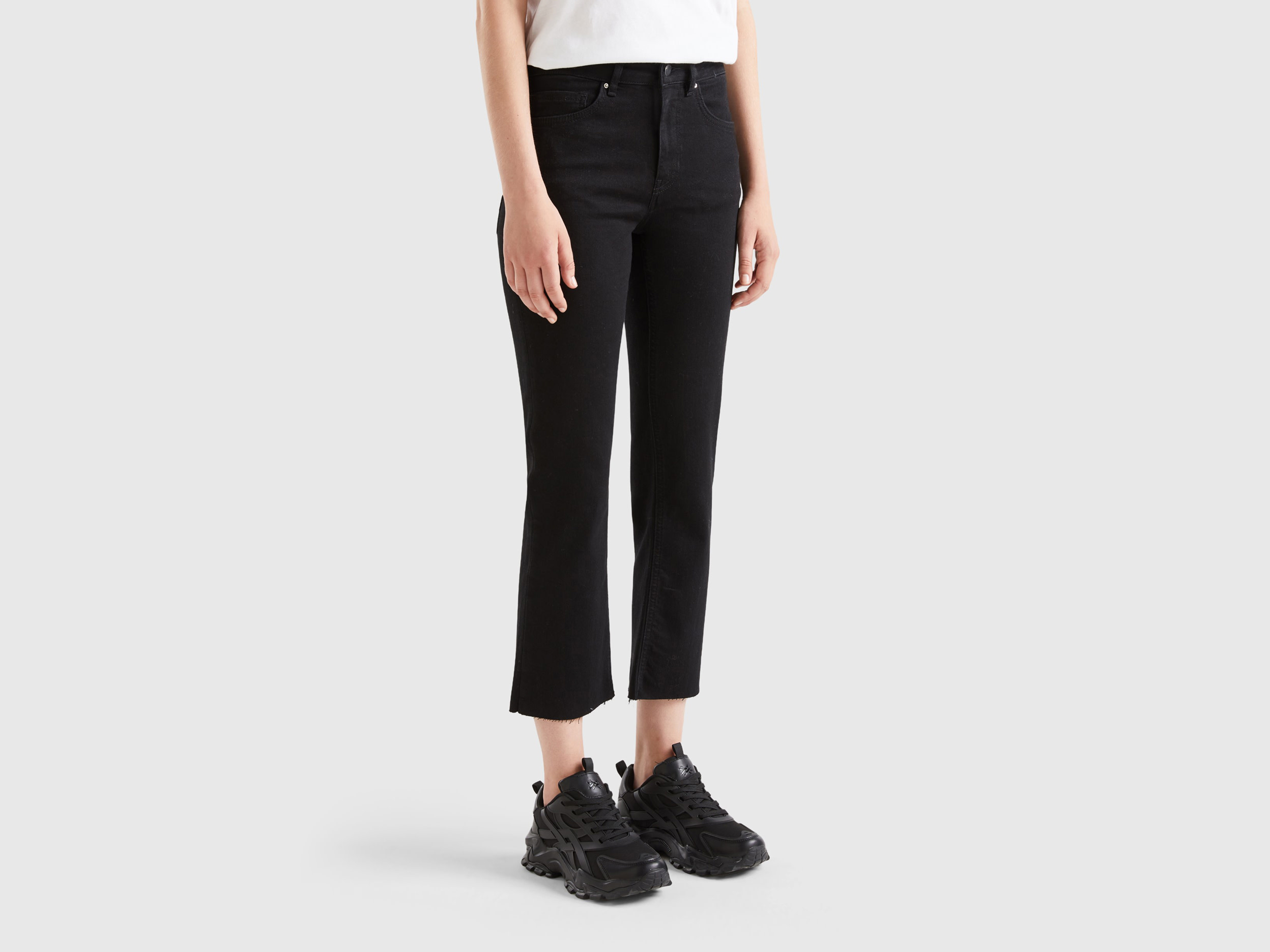 Benetton, Cropped Five-pocket Jeans, size 27, Black, Women