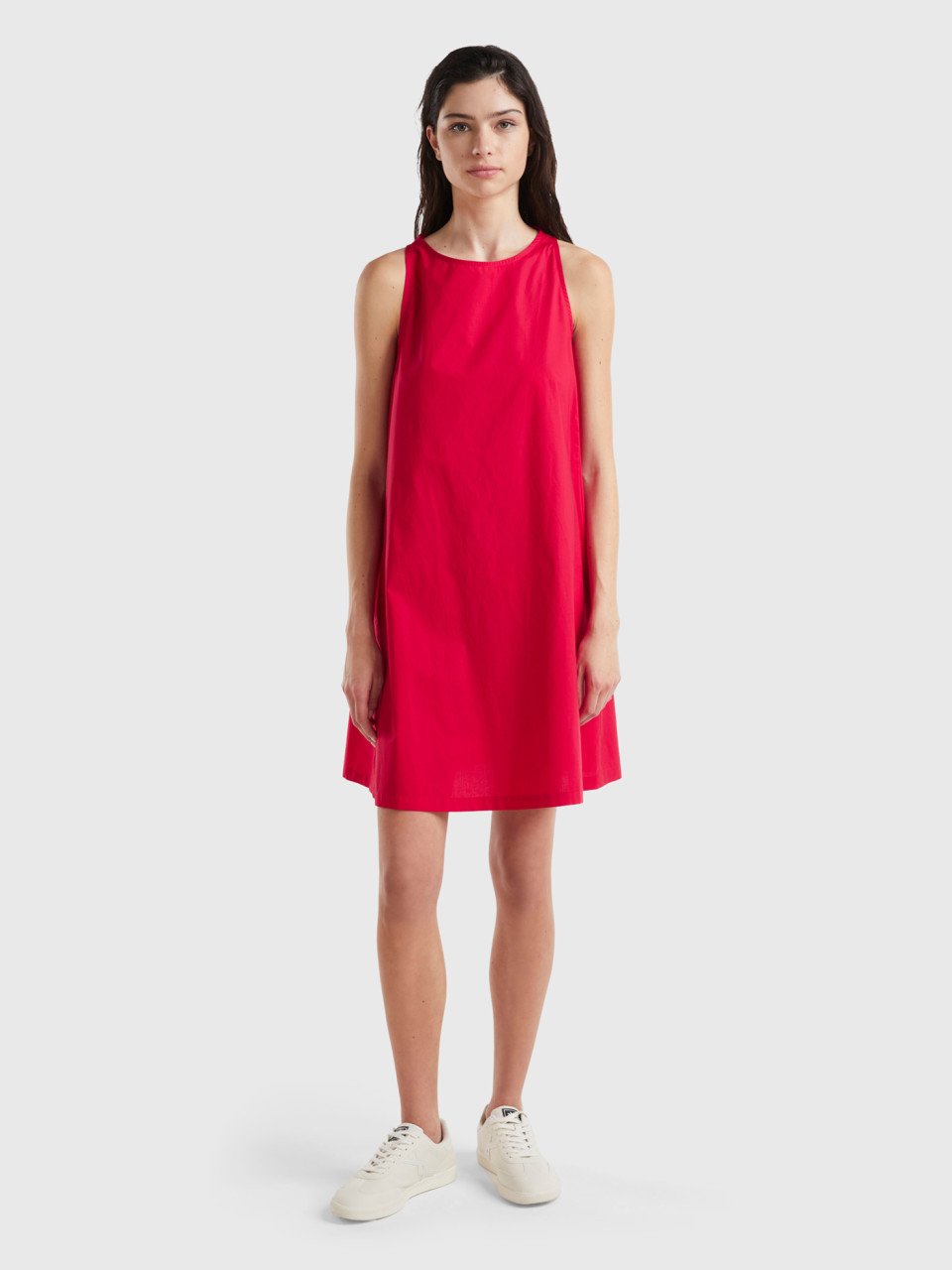 Benetton, Sleeveless Trapeze Dress, Red, Women