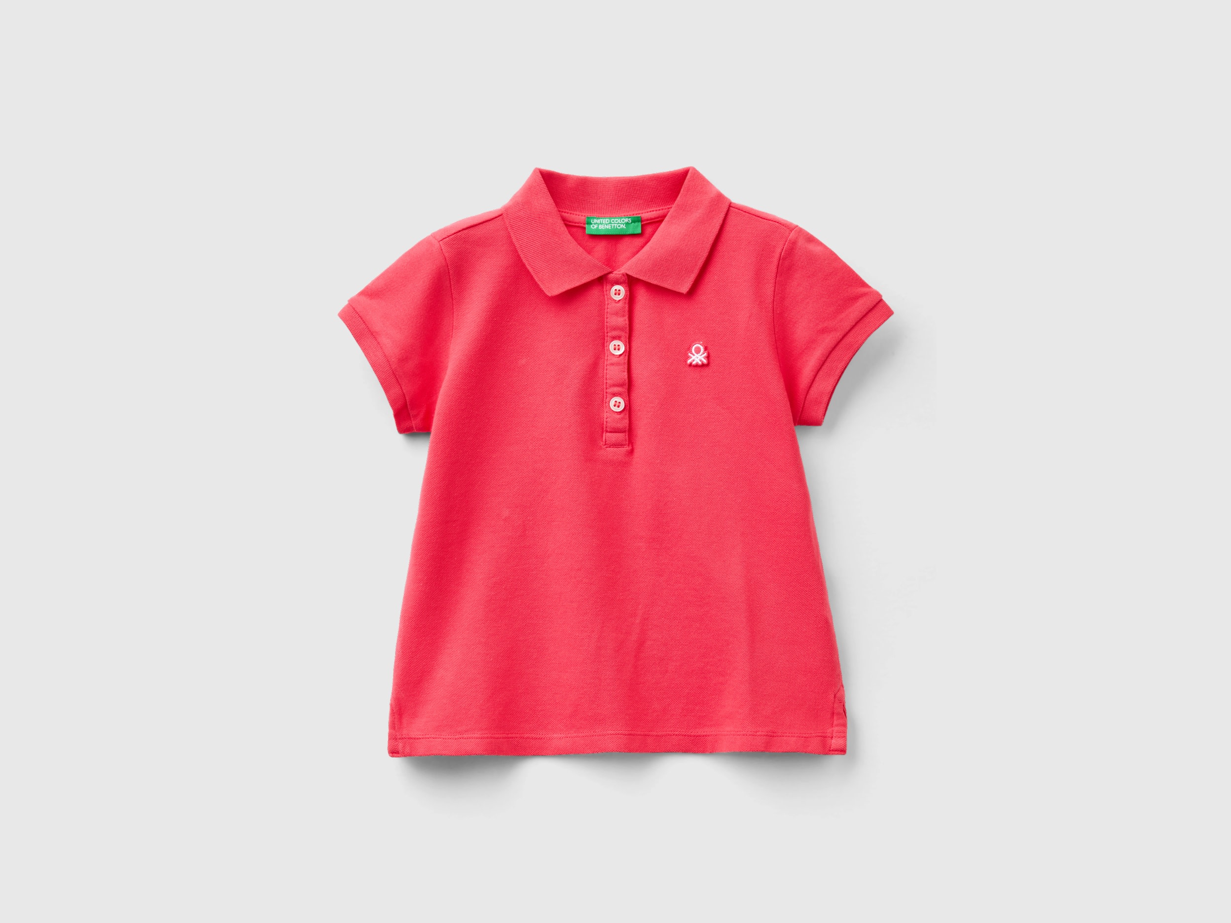Image of Benetton, Regular Fit Polo In Organic Cotton, size 98, Fuchsia, Kids