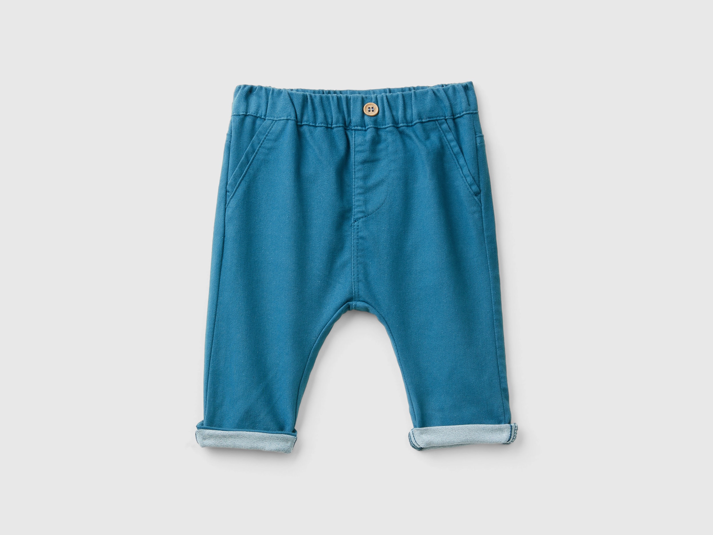 Benetton, Pantaloni In Misto Cotone Stretch, Avio, Bambini