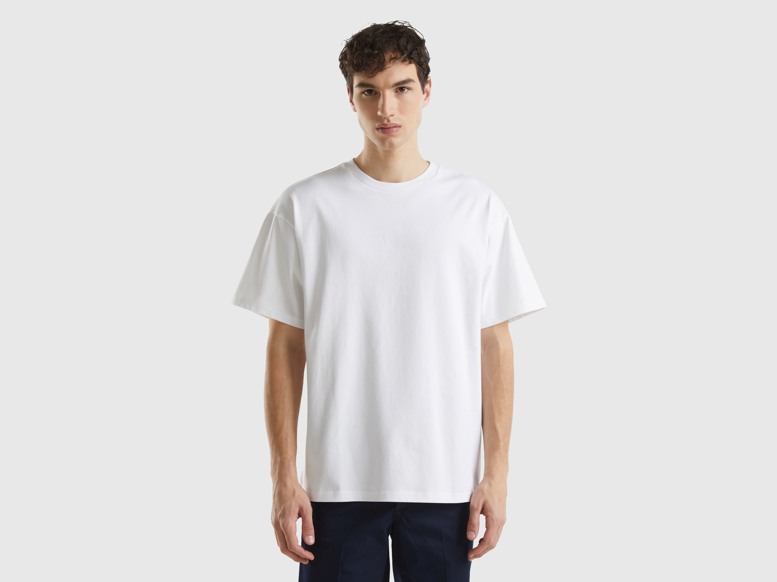 Image of Benetton, Oversized T-shirt In Organic Cotton, size M, White, Men
