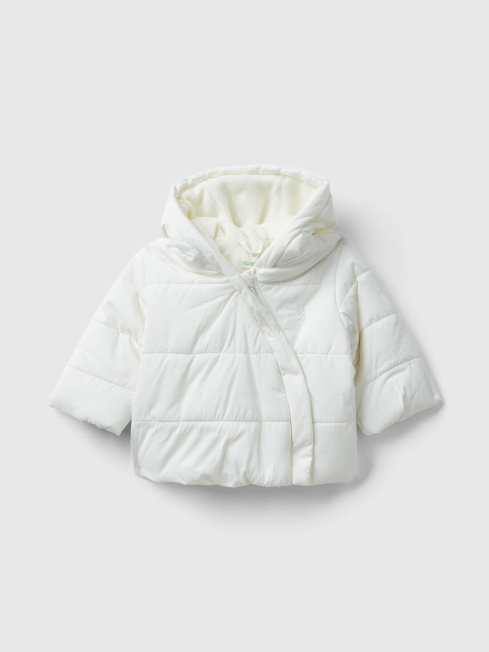 Benetton, Padded Jacket With Hood, Creamy White, Kids