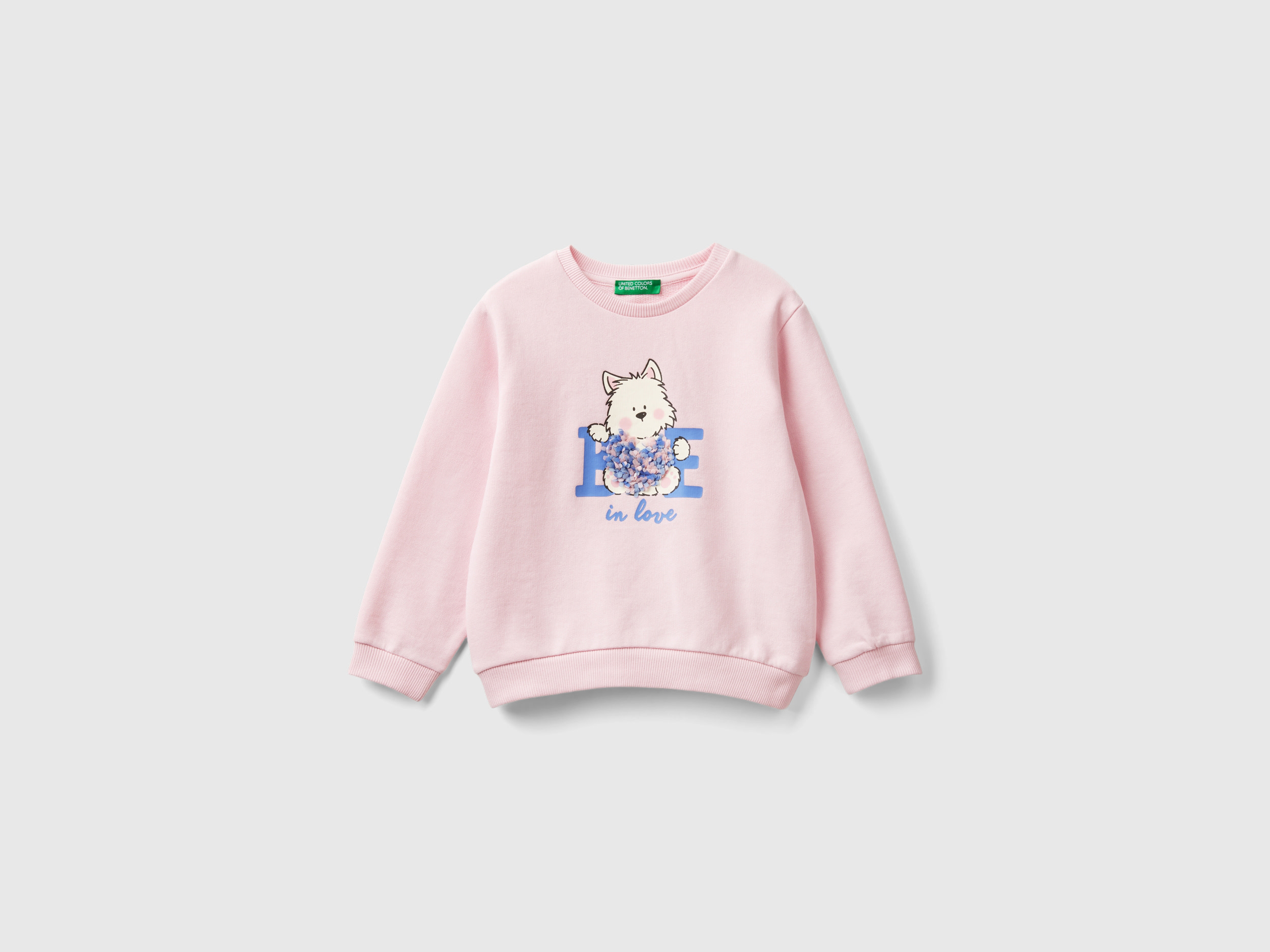 Benetton, Felpa Con Applicazione Effetto Petali, Rosa, Bambini