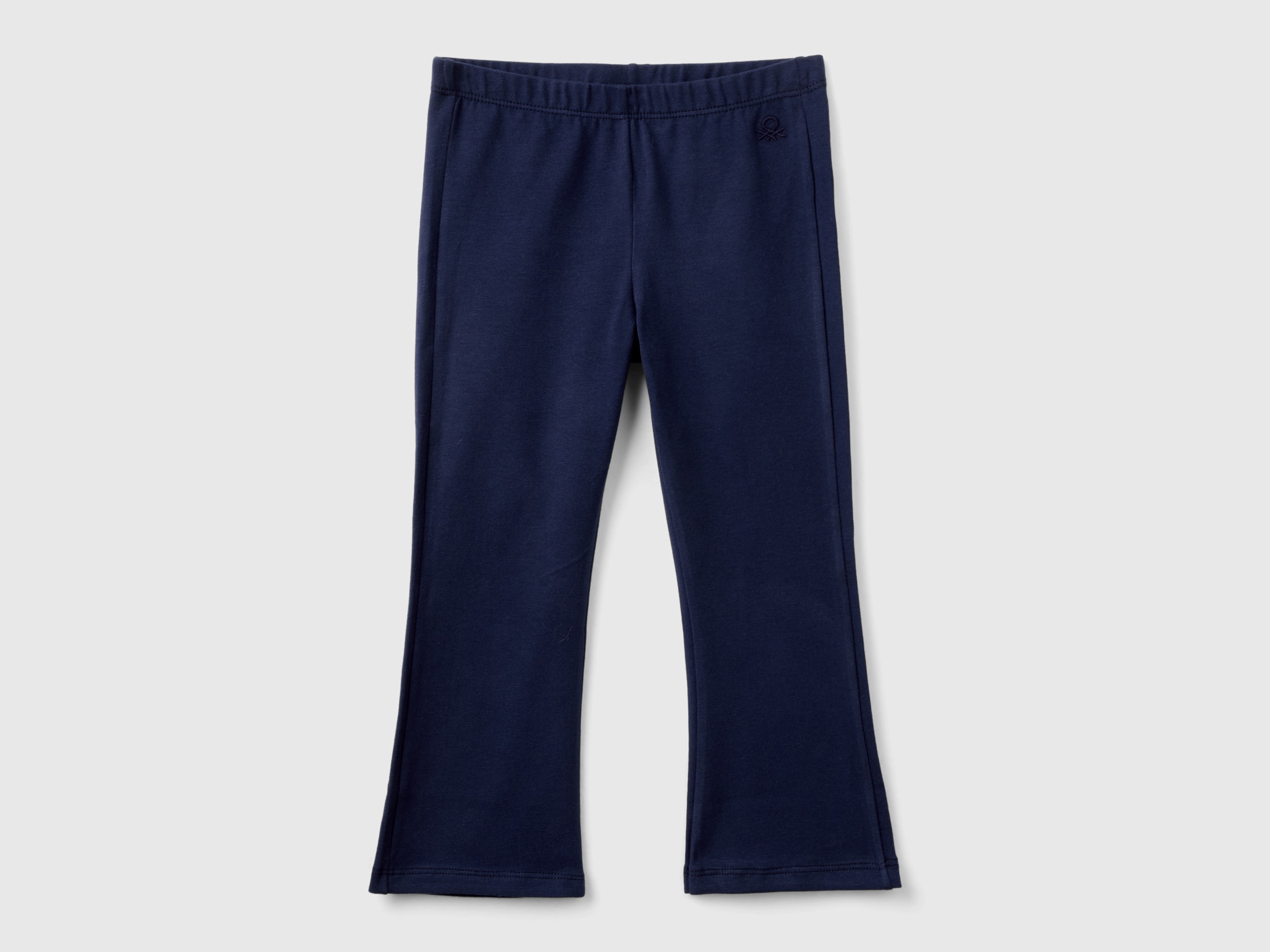 Benetton, Leggings A Zampa In Cotone Stretch, Blu Scuro, Bambini
