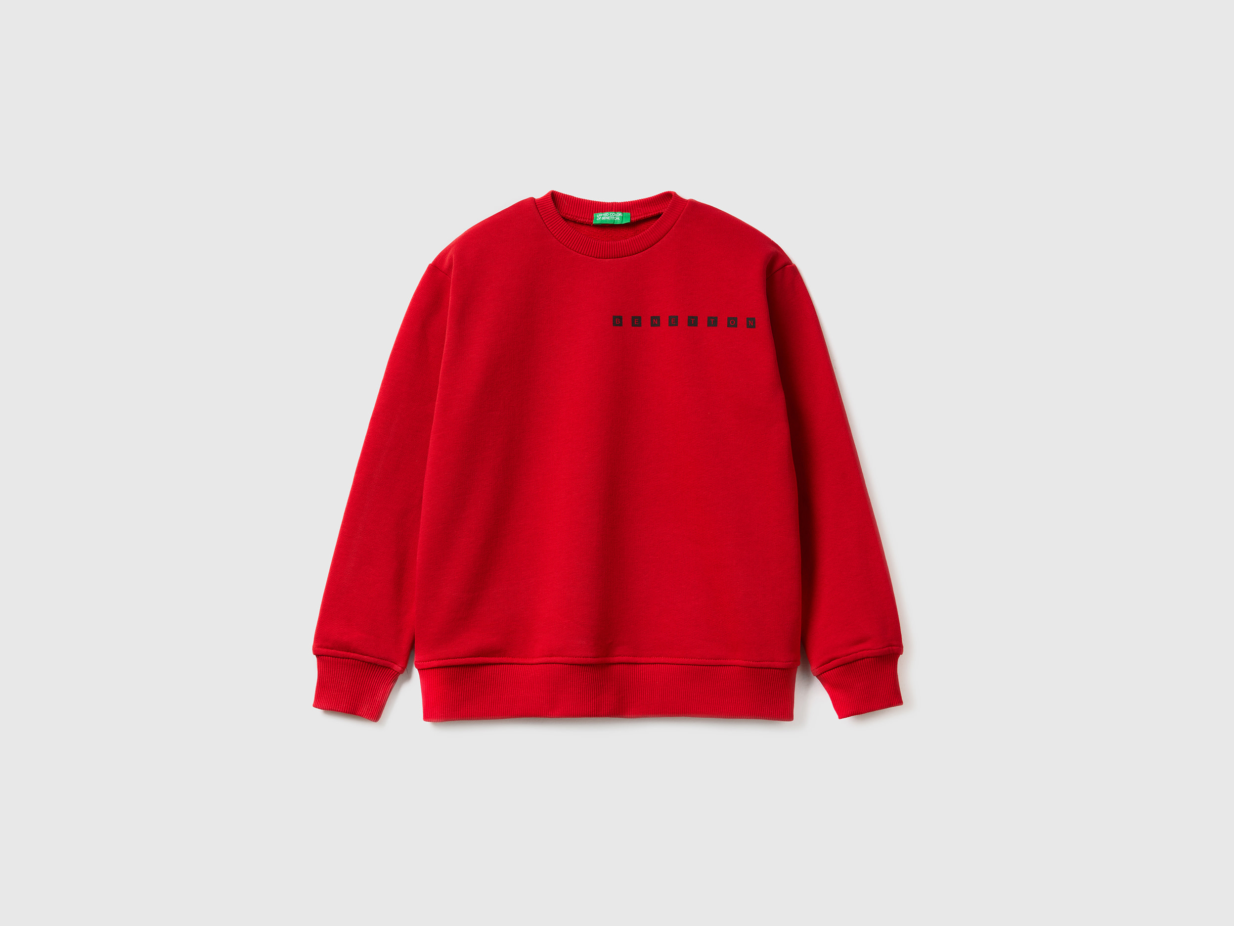 Benetton, Sweatshirt With Logo Print, size M, Red, Kids