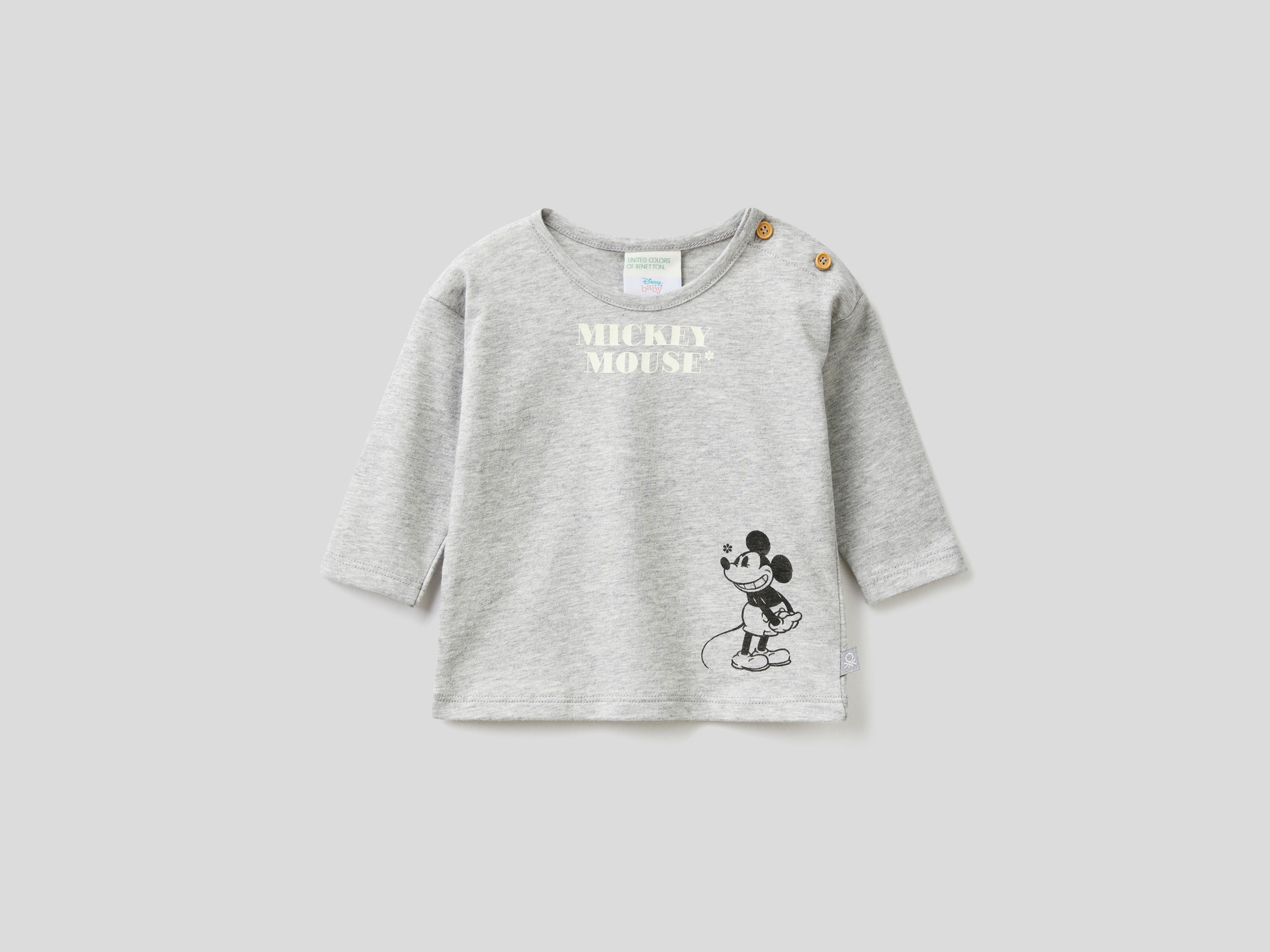 Benetton, T-shirt Mickey Et Ses Amis En Coton Chaud, taille , Gris, Enfants