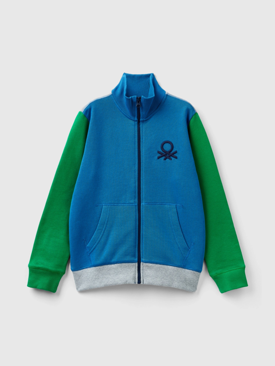 Benetton, Sweatshirt Aus Reiner Baumwolle Mit Reißverschluss, Bunt, male