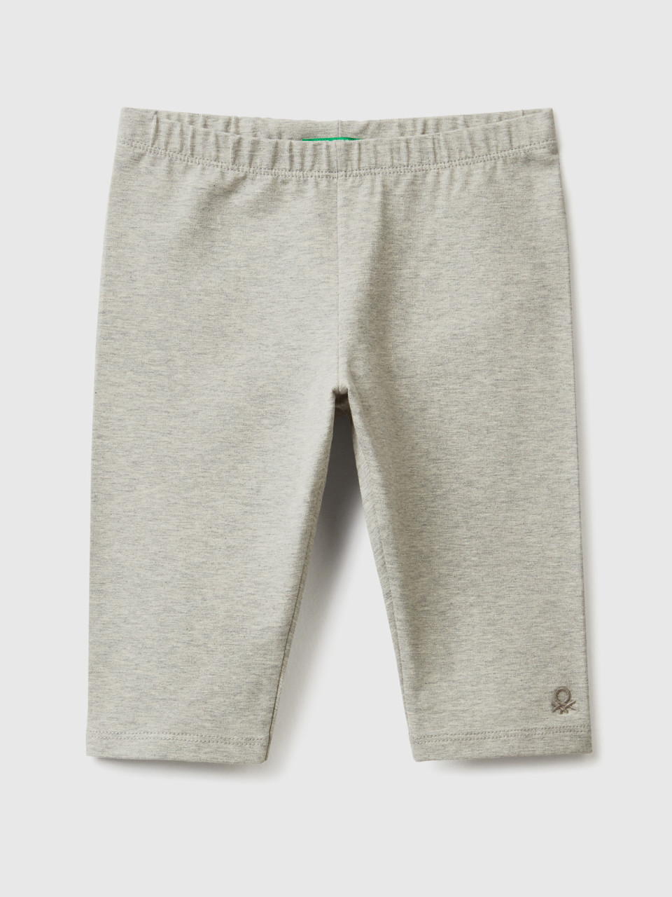 Benetton, 3/4 Leggings In Stretch Cotton, Light Gray, Kids