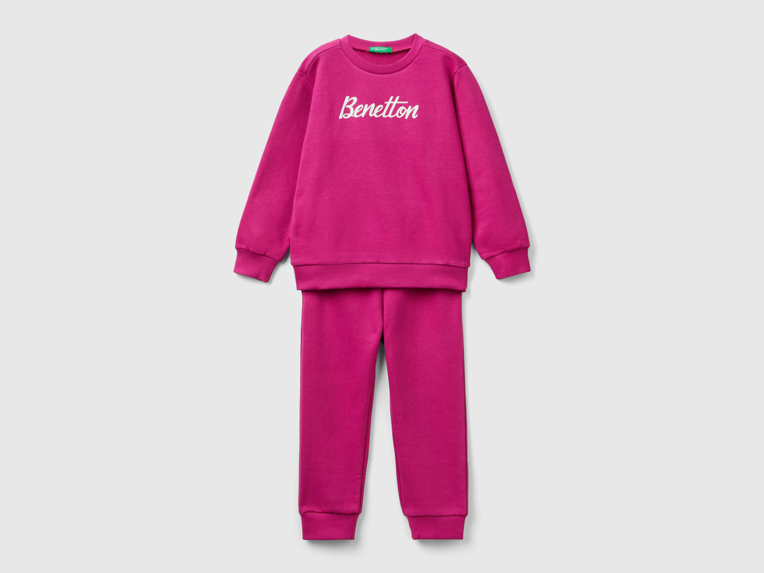 Benetton, Tuta In Felpa Con Logo, Fucsia, Bambini