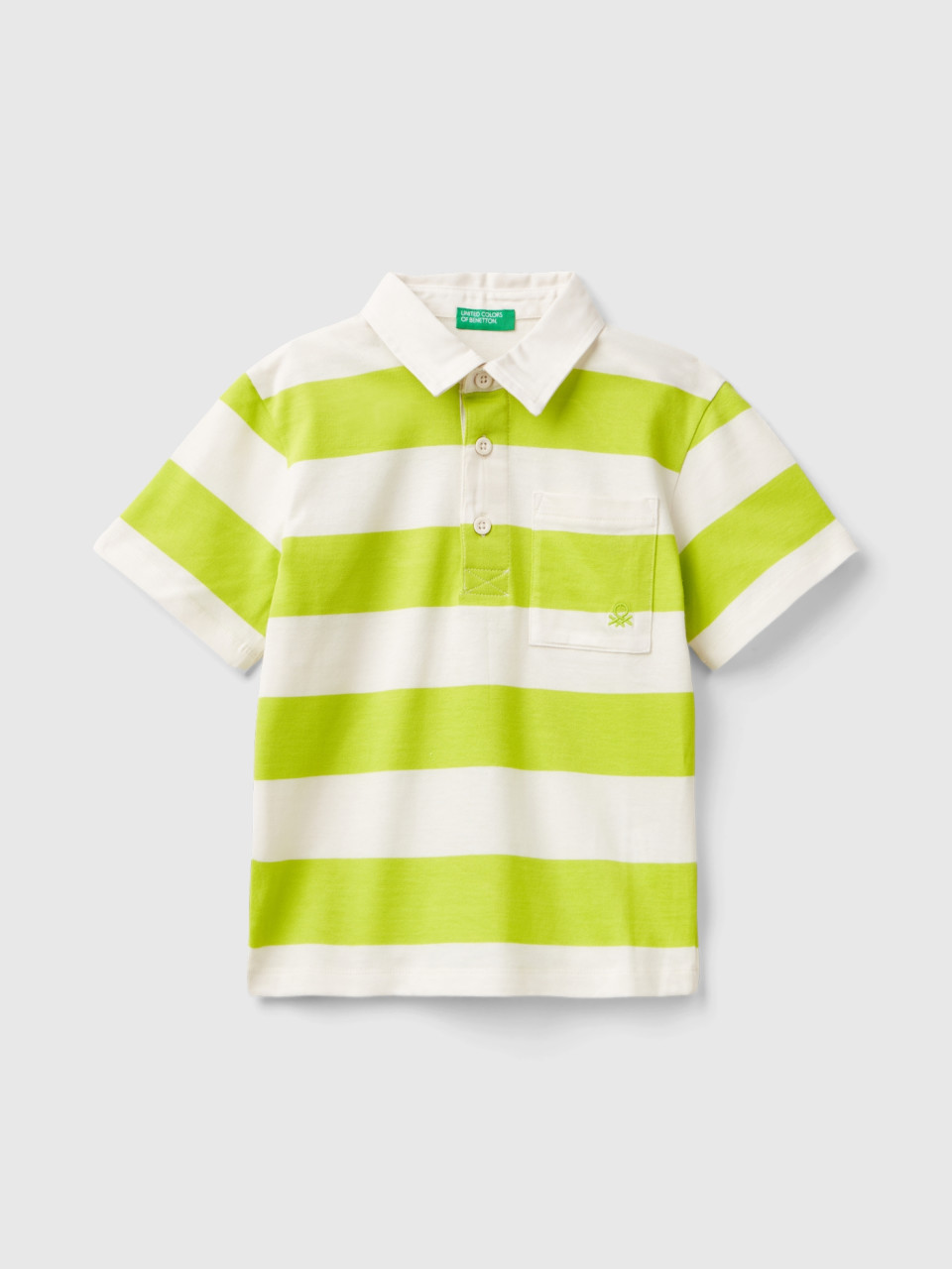 Benetton, Rugby Polo With Pocket, Lime, Kids