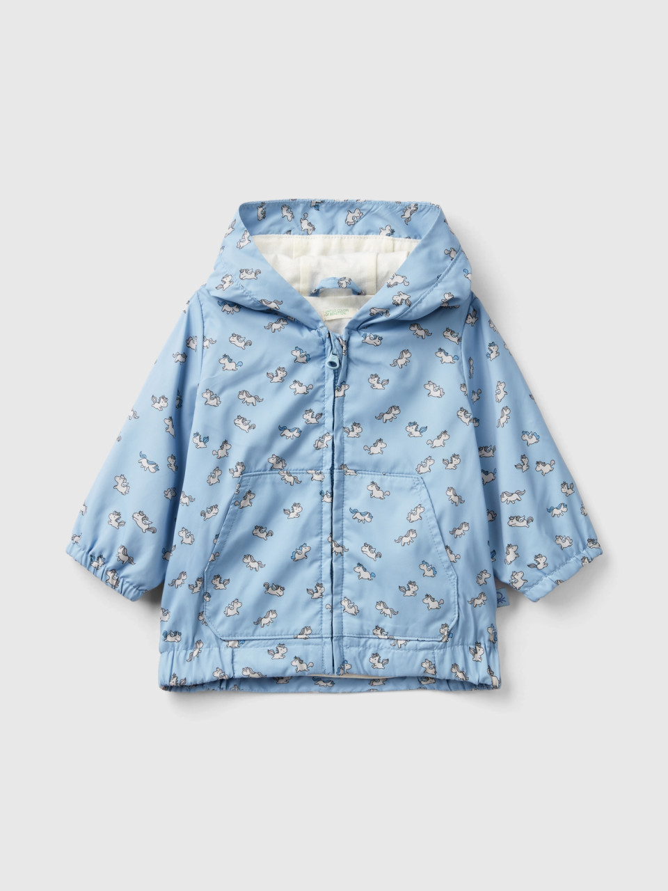 Benetton, Jacket With Unicorn Print, Sky Blue, Kids