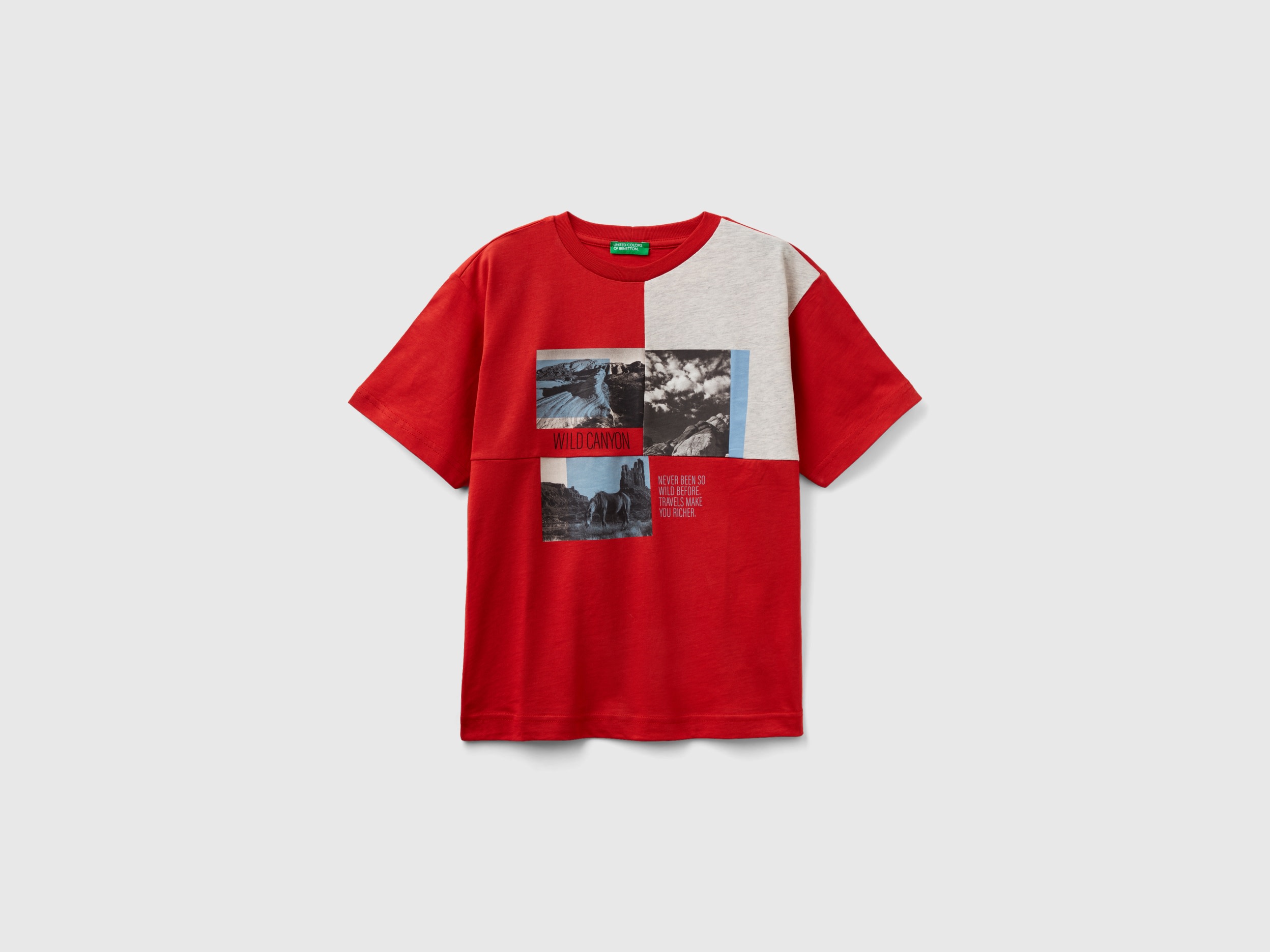 Image of Benetton, T-shirt With Photo Print, size L, Red, Kids