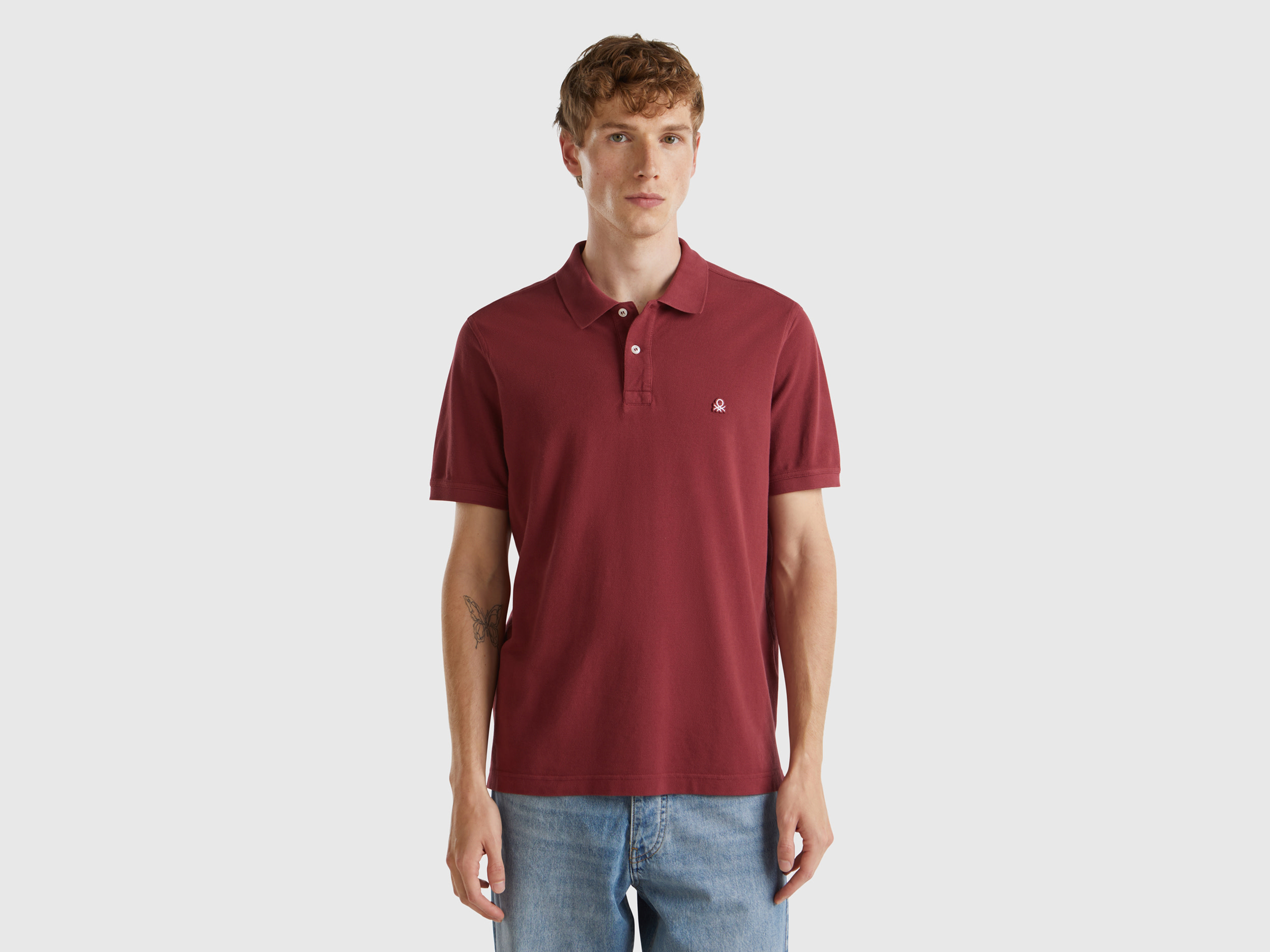 Benetton, Polo Bordeaux Regular Fit, Bordeaux, Uomo
