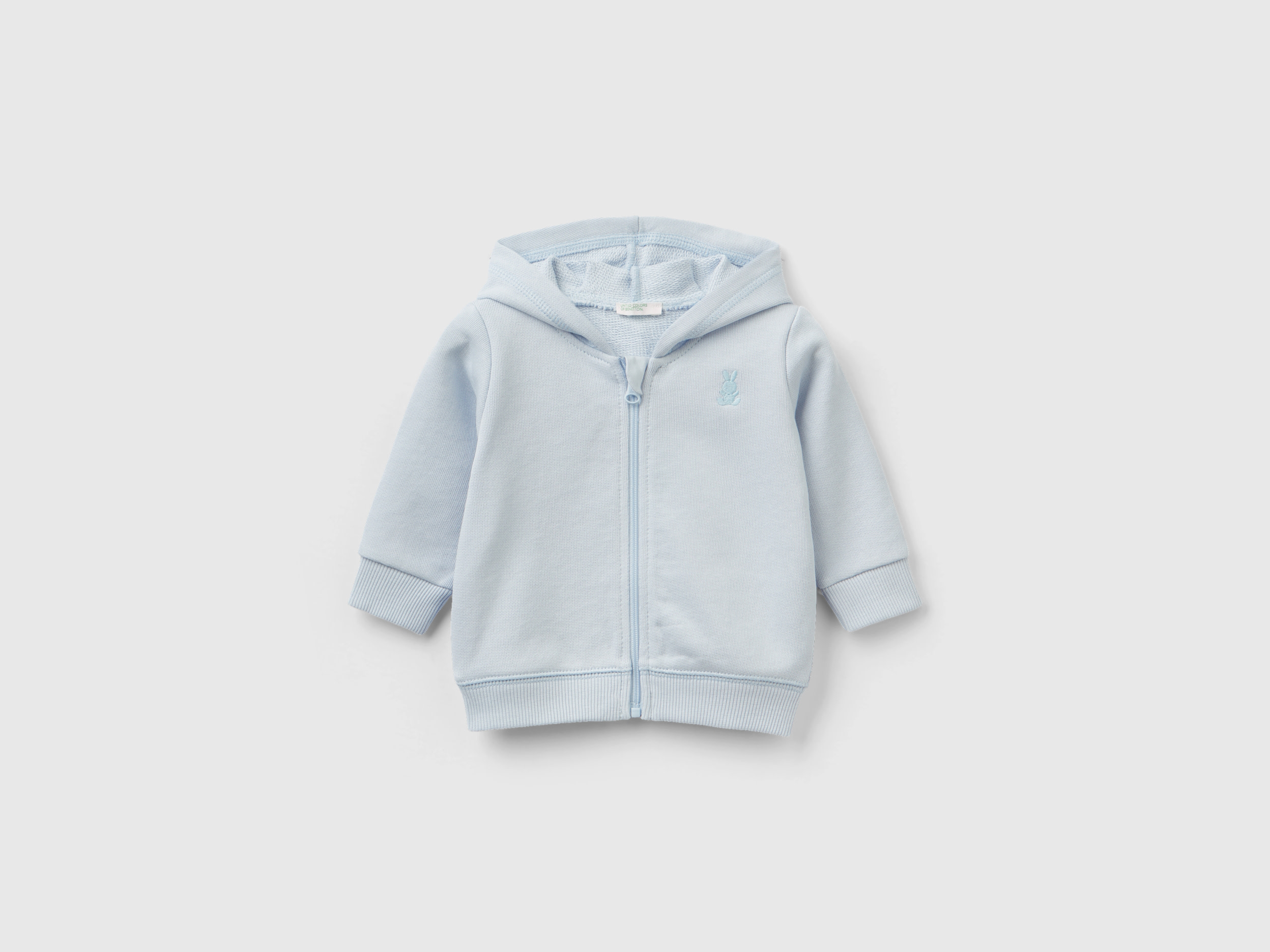 Image of Benetton, Hoodie In Organic Cotton, size 68, Sky Blue, Kids