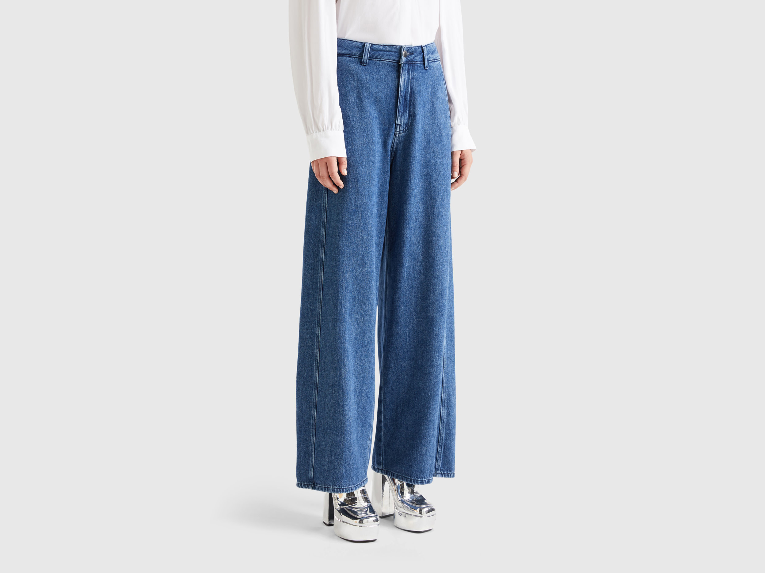 Benetton, Wide Fit Jeans, size 8, Blue, Women