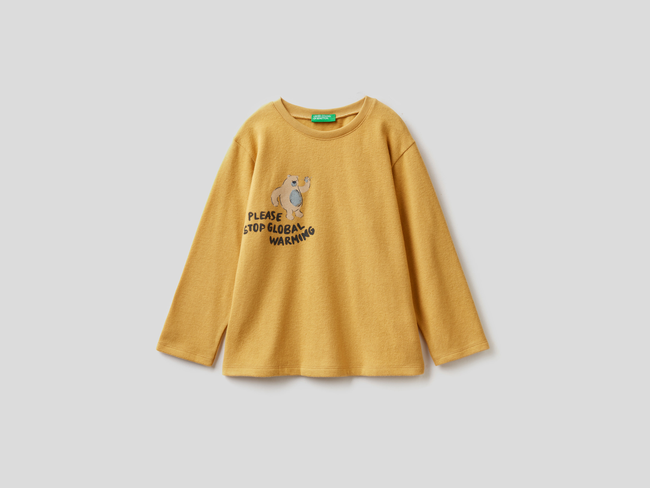 Benetton, T-shirt Chaud Imprimé, taille , Moutarde, Enfants