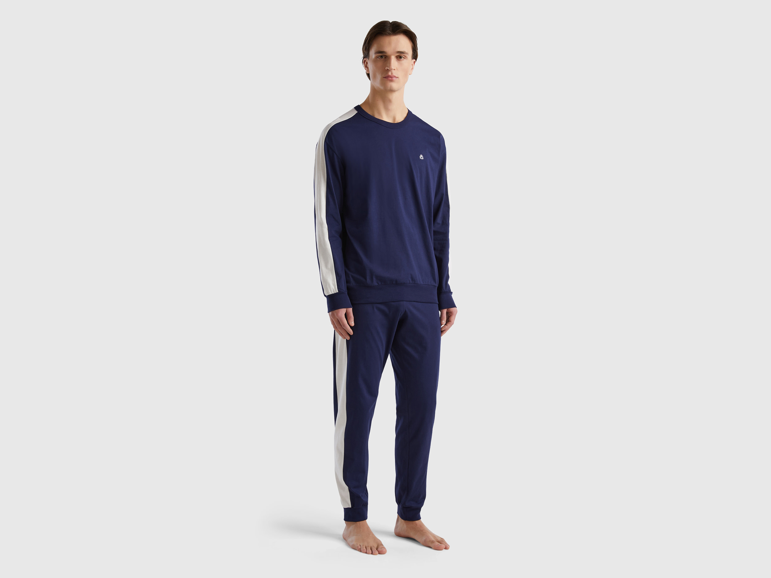 Benetton, Pyjamas With Side Stripes, size M, Dark Blue, Men