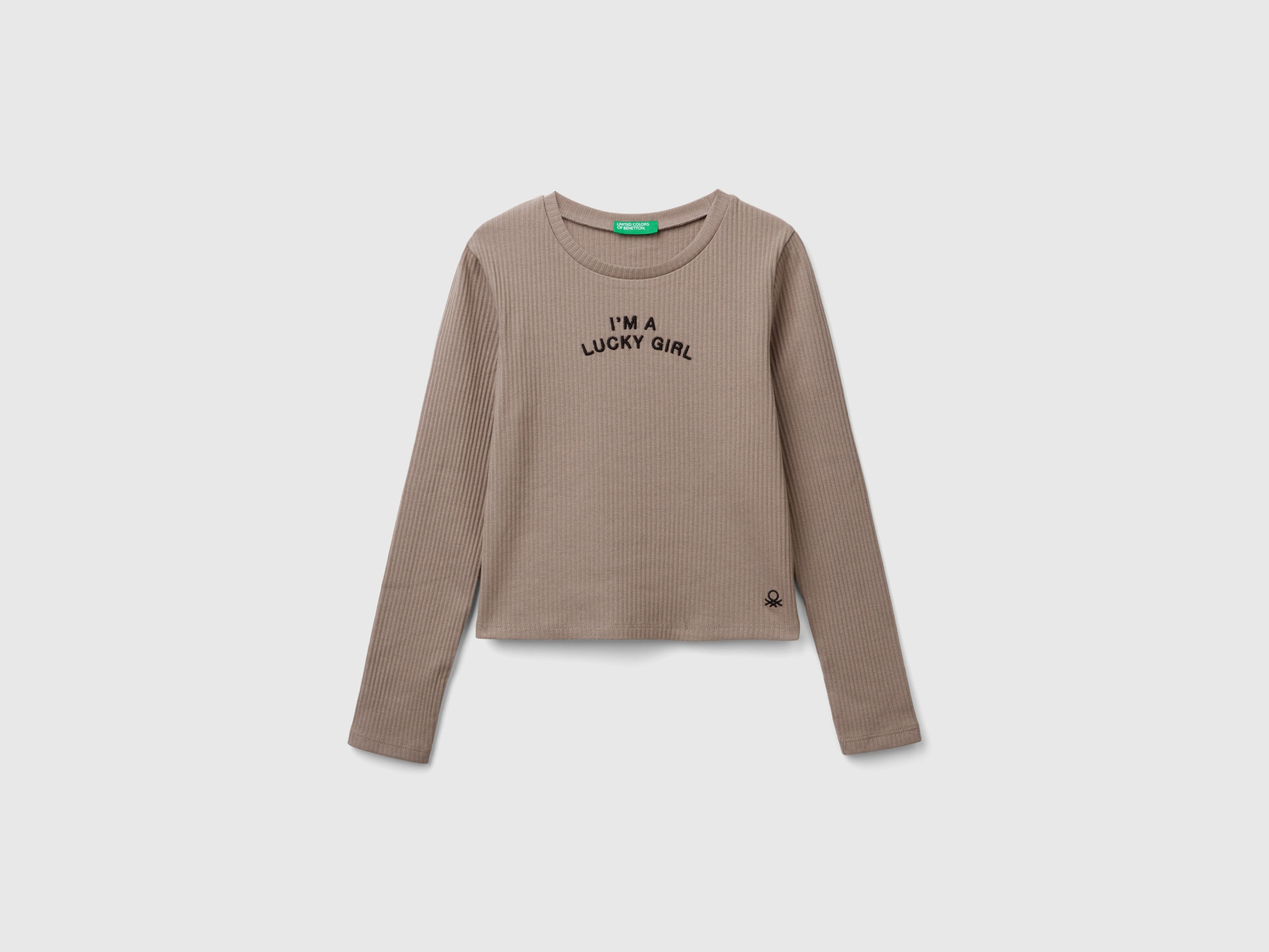 Benetton, Maglietta Con Stampa Sul Retro, Tortora, Bambini
