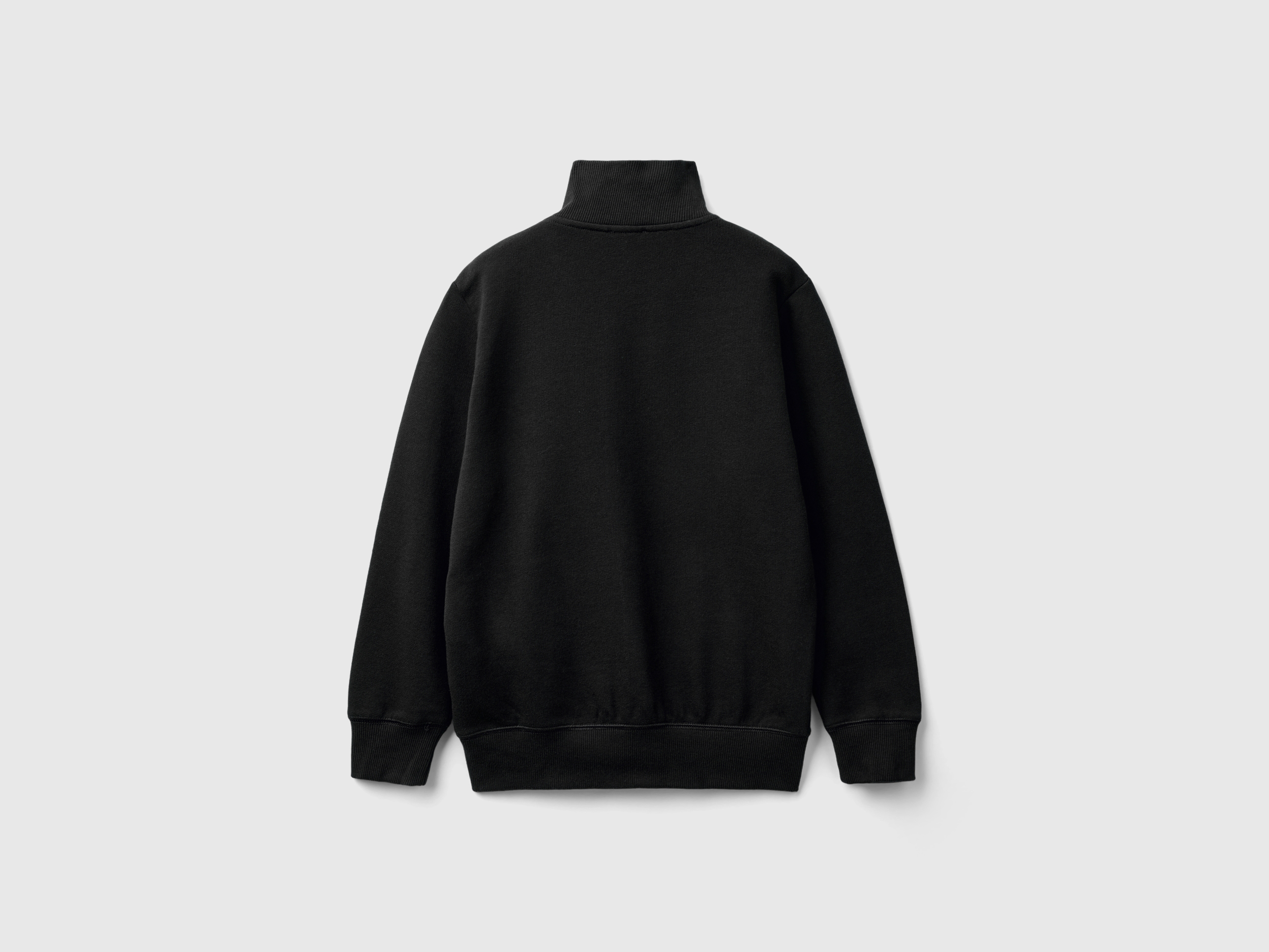 Benetton, Φούτερ Με Φερμουάρ Από Αγνό Βαμβακερό, size L, Μαυρο, Παιδικά φωτογραφία