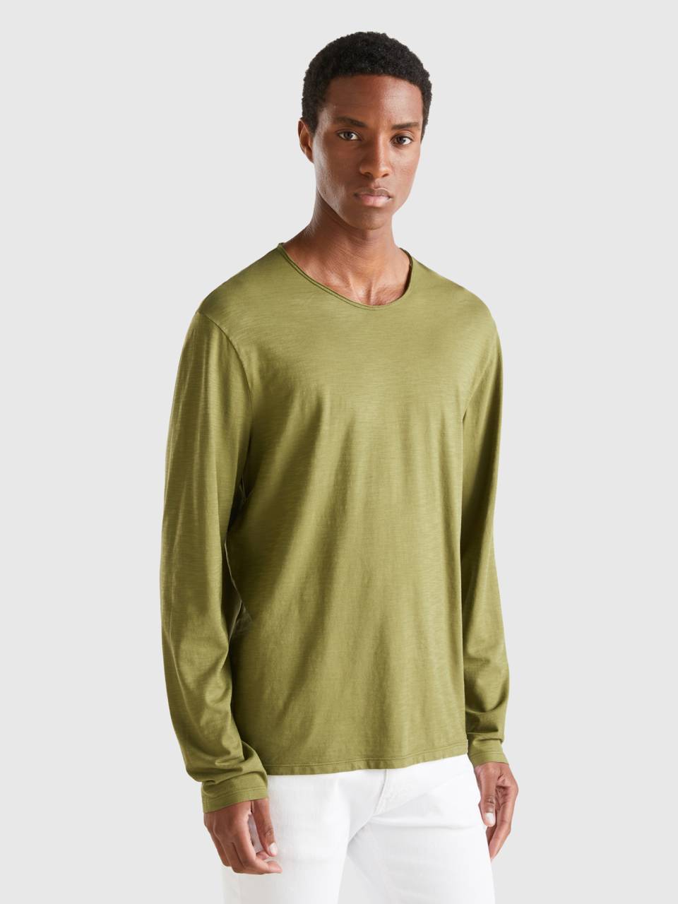 100% cotton Long in Green sleeve - | Military t-shirt Benetton