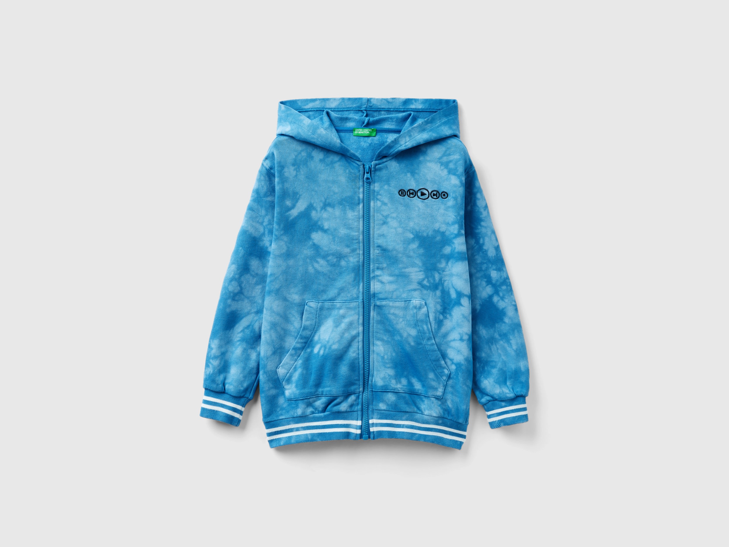 Benetton, 100% Cotton Tie-dye Sweatshirt, size XL, Light Blue, Kids