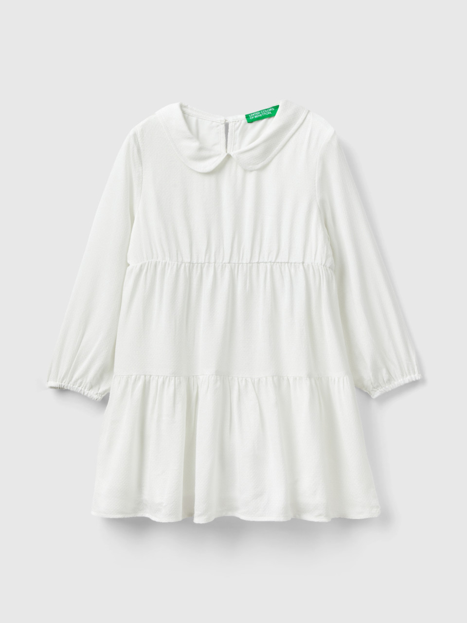 Benetton, Short Dress With Lurex, Creamy White, Kids