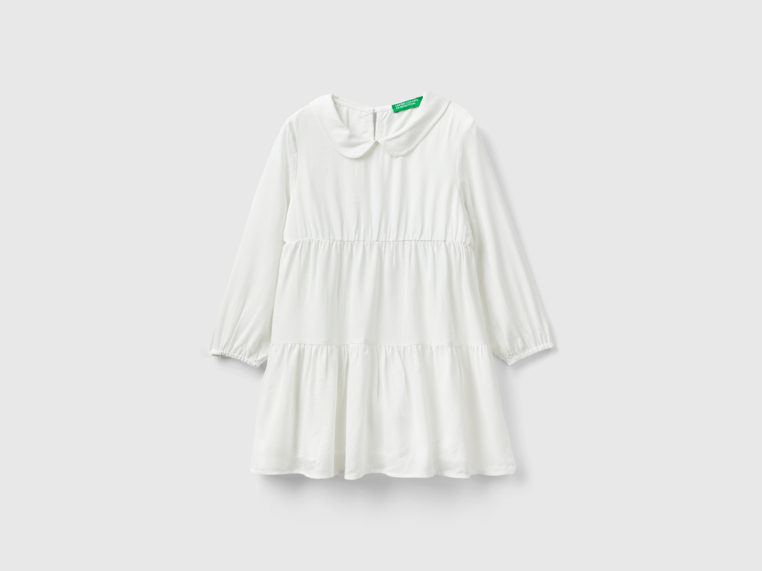 Benetton, Short Dress With Lurex, size 12-18, Creamy White, Kids