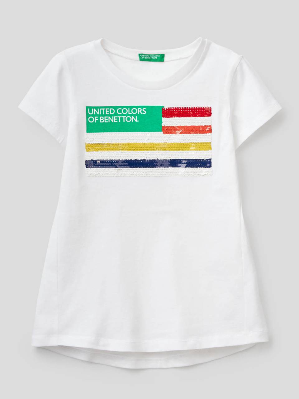 Benetton Cotton t-shirt with sequins. 1