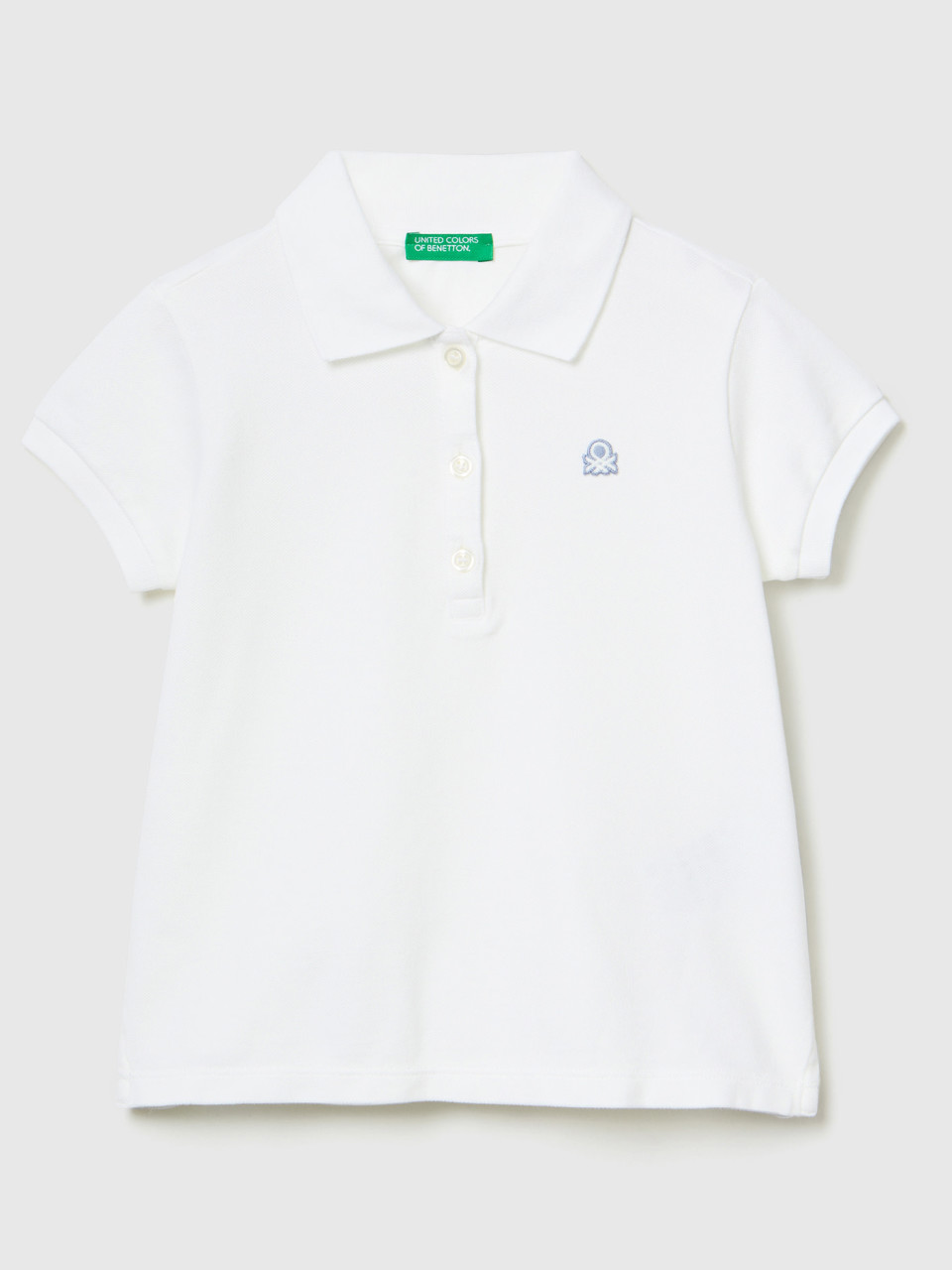 Benetton, Regular Fit Polo In Organic Cotton, White, Kids