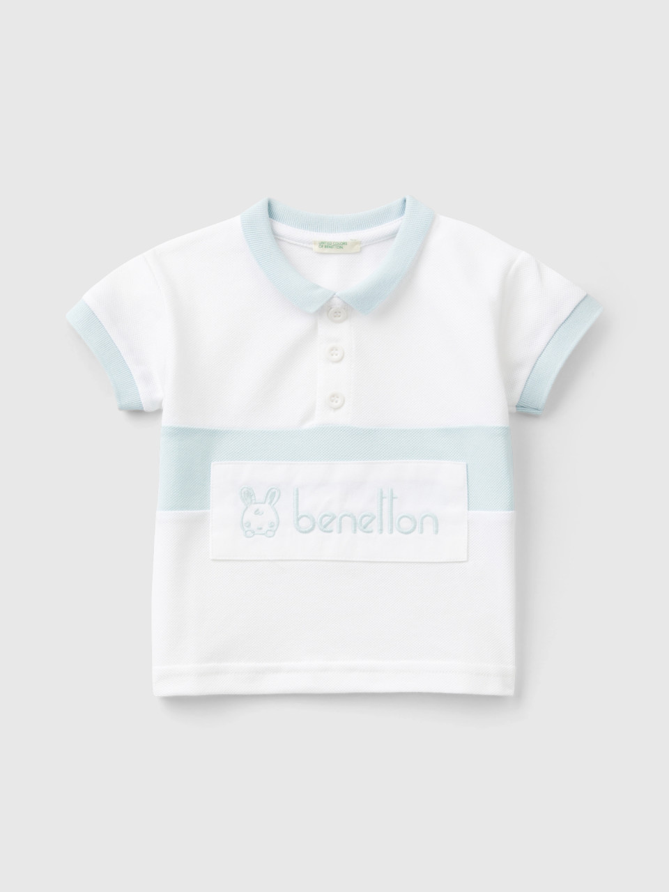 Benetton, Poloshirt Aus Bio-baumwolle, Weiss, unisex