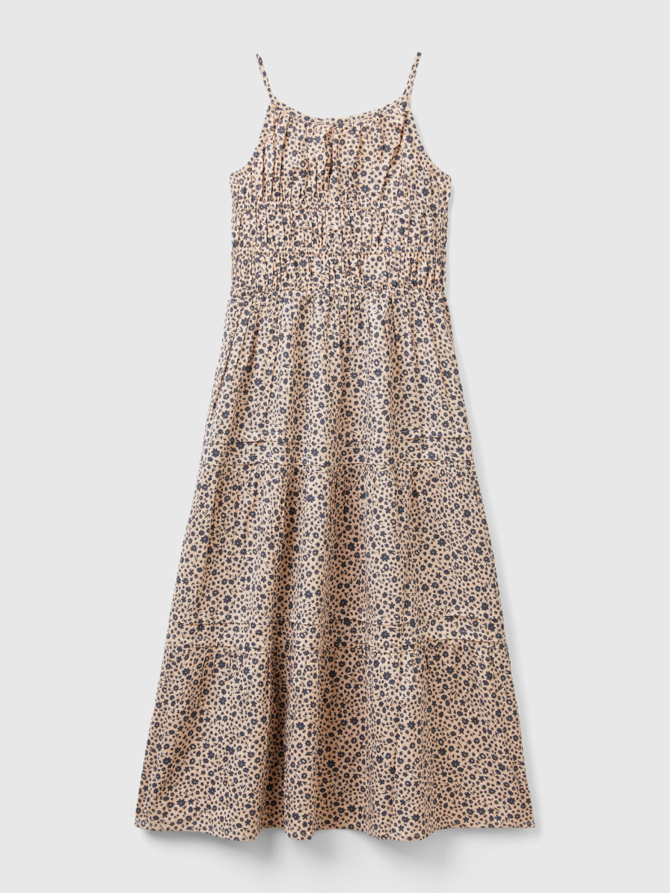 Benetton, Dress With Floral Print, Soft Pink, Kids