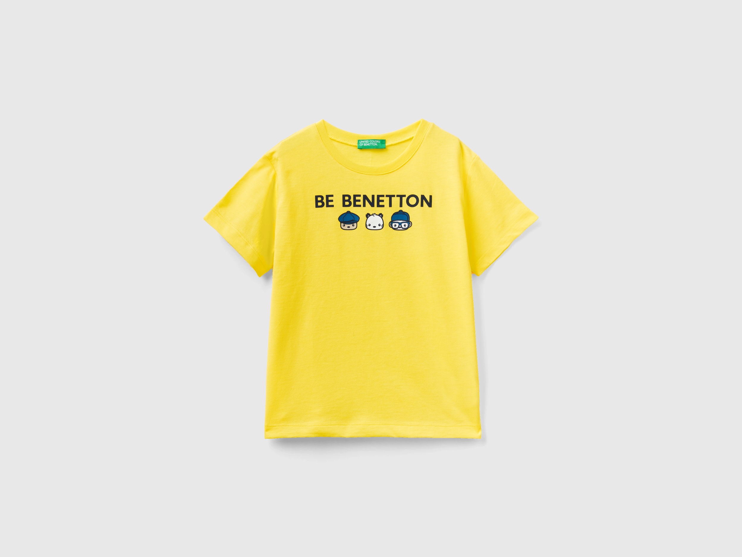 Image of Benetton, T-shirt With Print In 100% Organic Cotton, size 82, Yellow, Kids