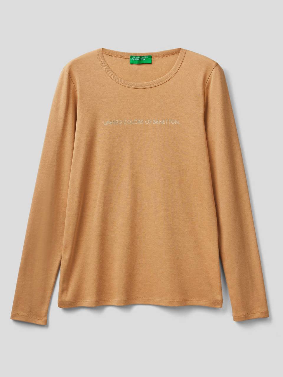 Benetton 100% cotton long sleeve beige t-shirt. 1