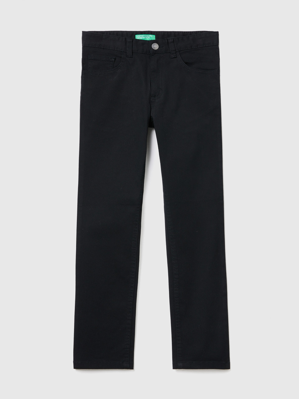 Benetton, Five Pocket Slim Fit Trousers, Black, Kids