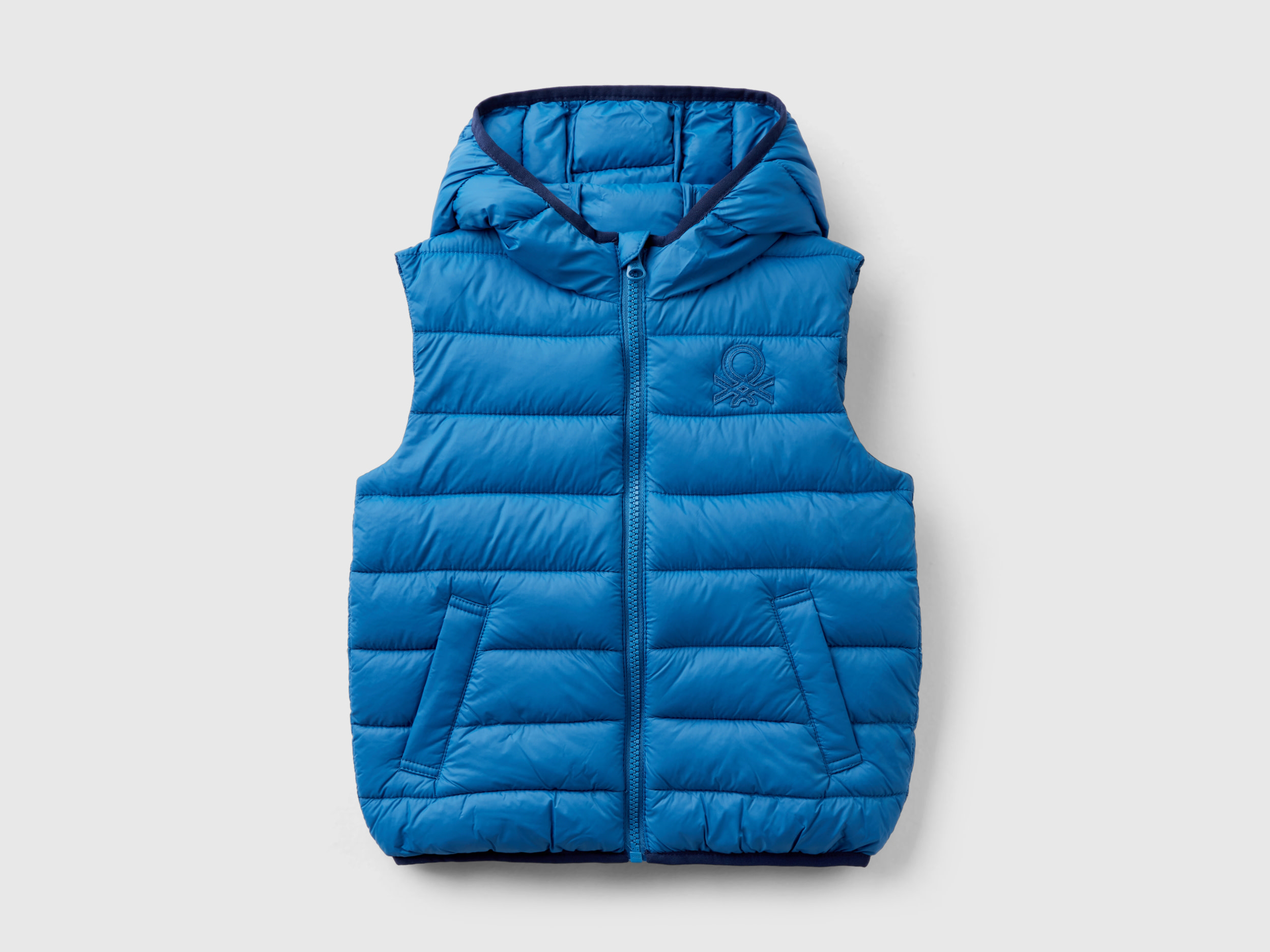 Benetton, Padded Jacket With Hood, size 12-18, Blue, Kids
