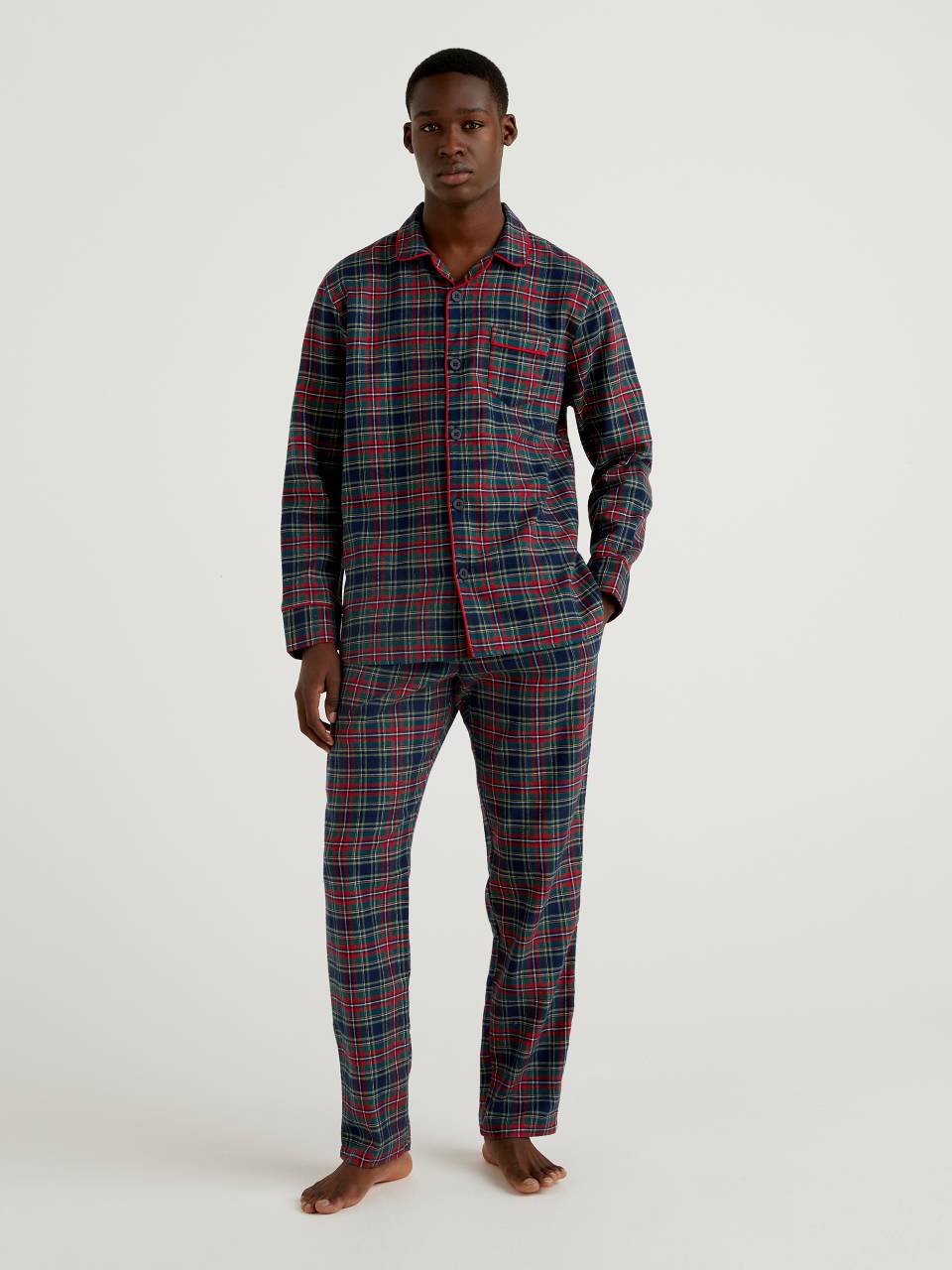 Benetton Check flannel pyjamas in cotton. 1