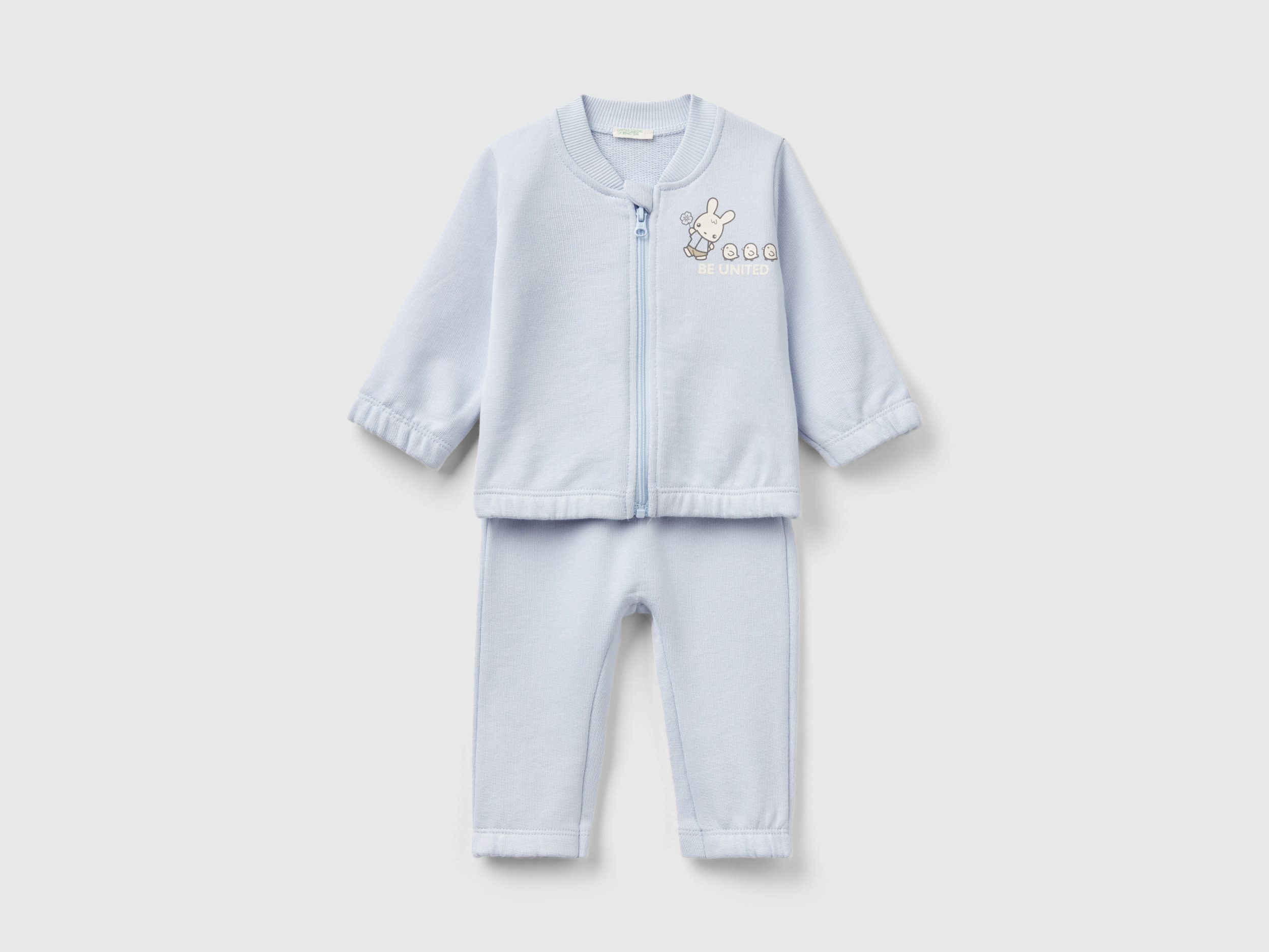 Image of Benetton, Organic Cotton Sweat Outfit, size 68, Sky Blue, Kids