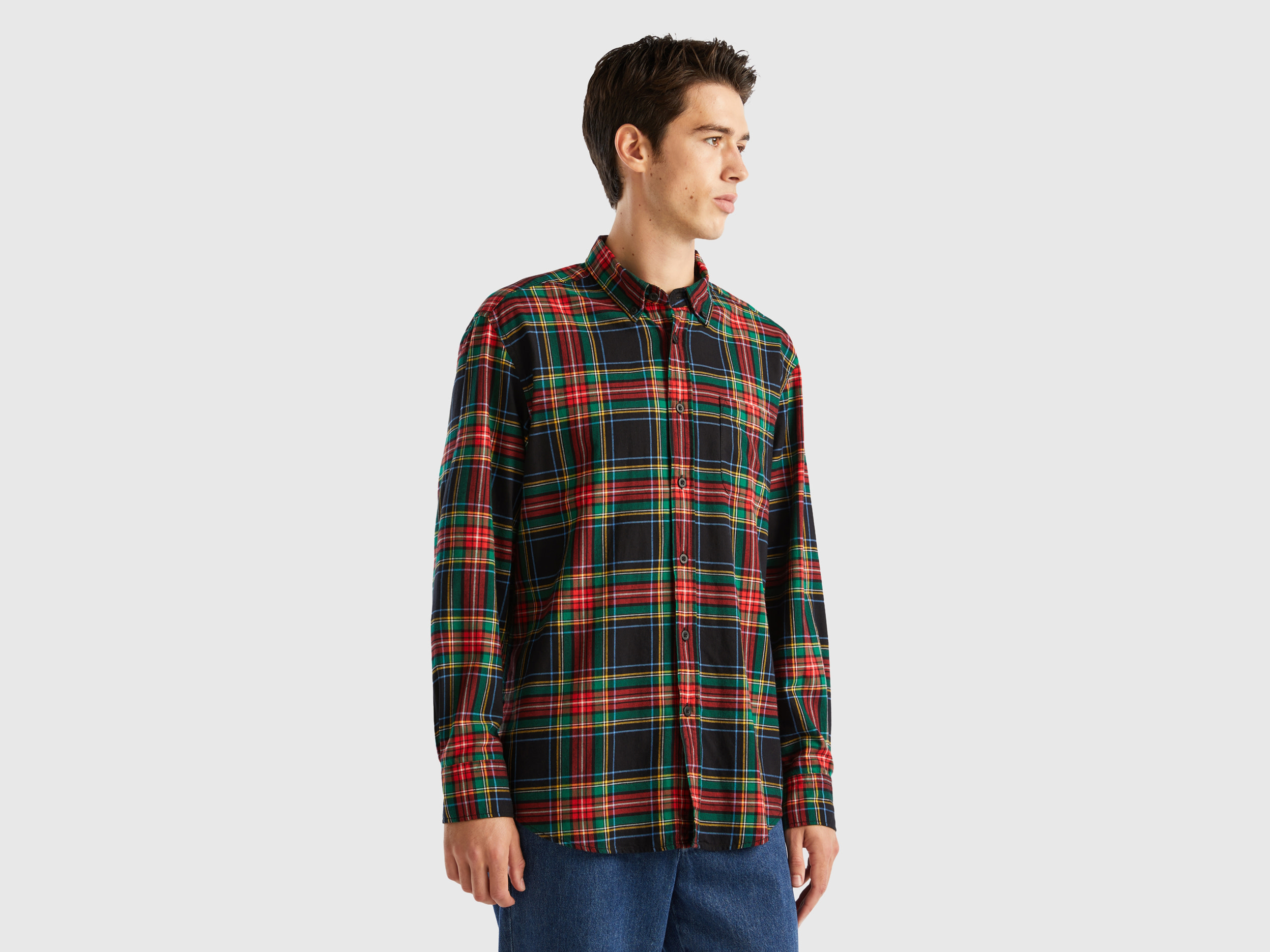 Benetton, Check Flannel Shirt, size S, Multi-color, Men
