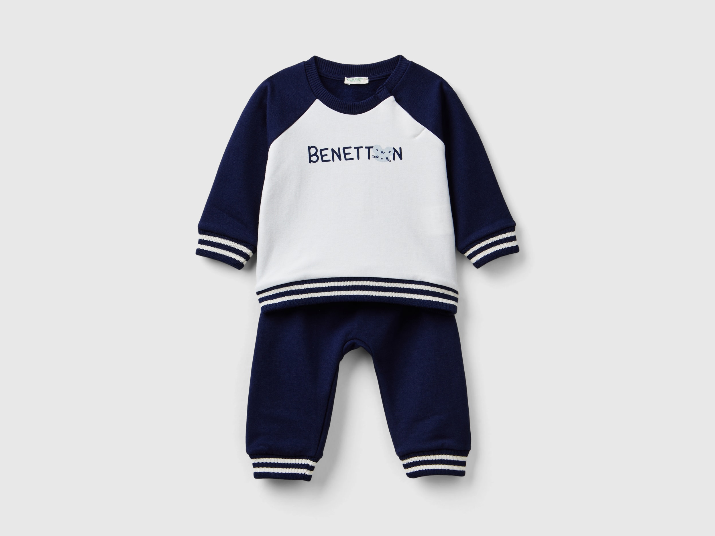 Benetton, Completino In Felpa Leggera, Blu Scuro, Bambini
