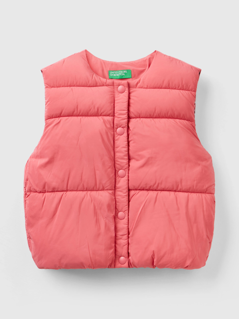 Benetton, Padded Vest In 3d Wadding, Salmon, Kids