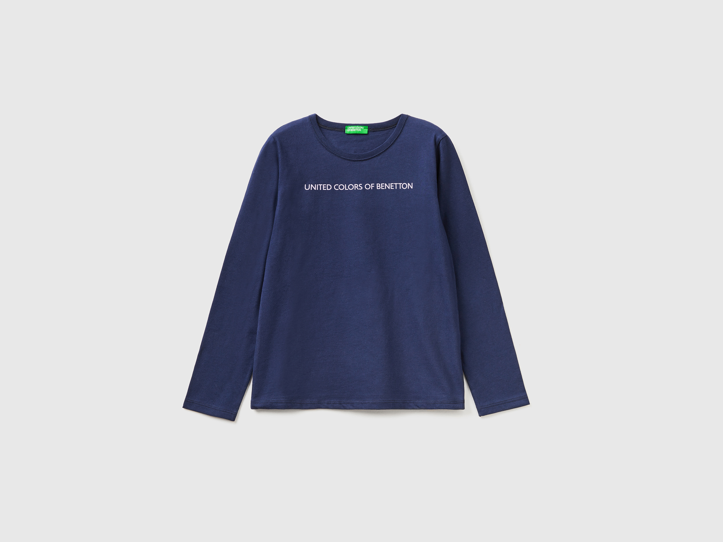 Benetton, Long Sleeve 100% Cotton T-shirt, size 2XL, Dark Blue, Kids