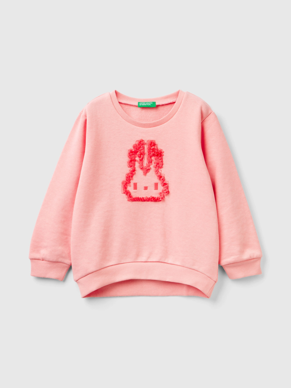 Benetton, Sweatshirt With Petal Applique, Pink, Kids