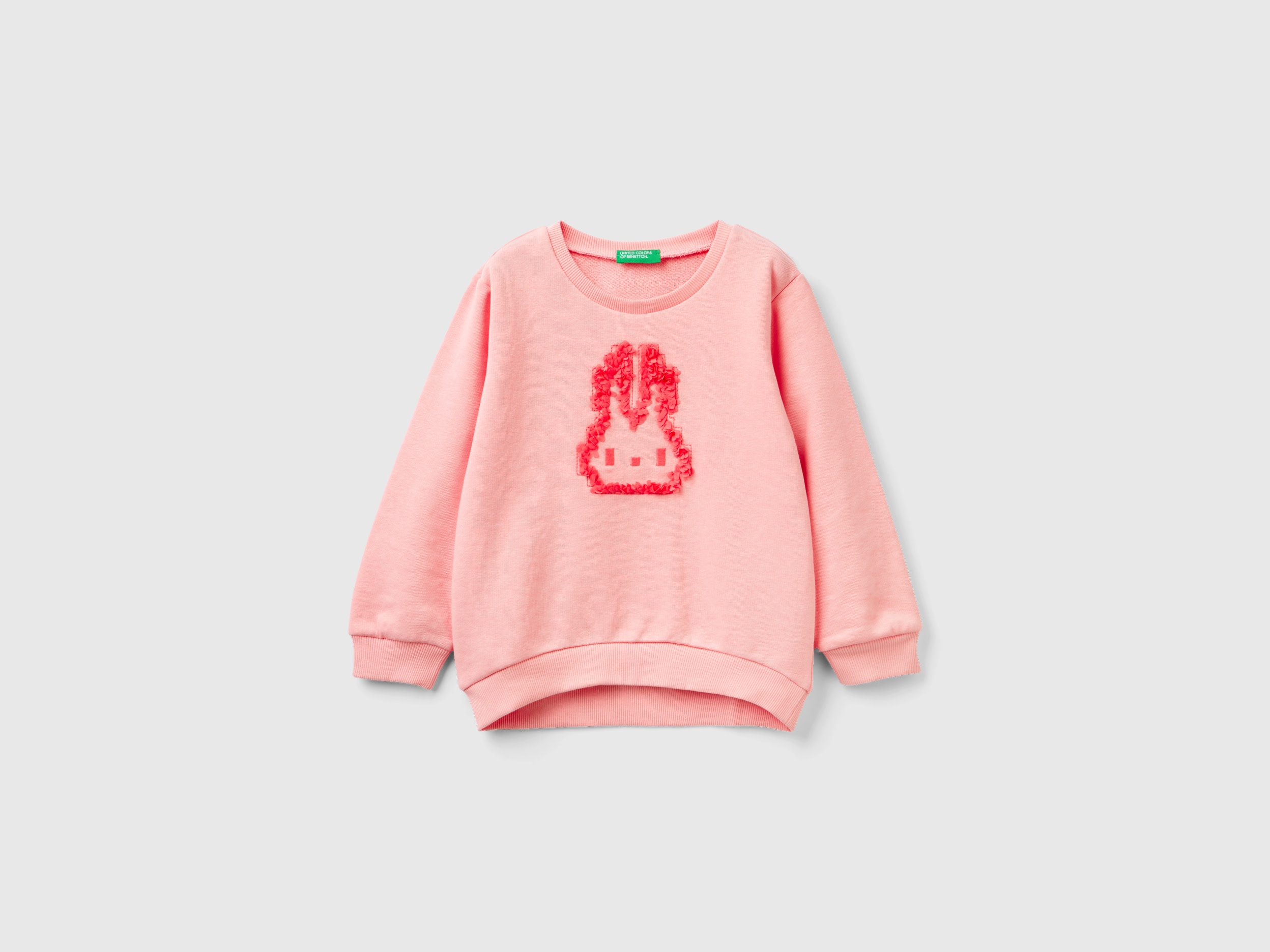 Benetton, Sweatshirt With Petal Applique, size 12-18, Pink, Kids