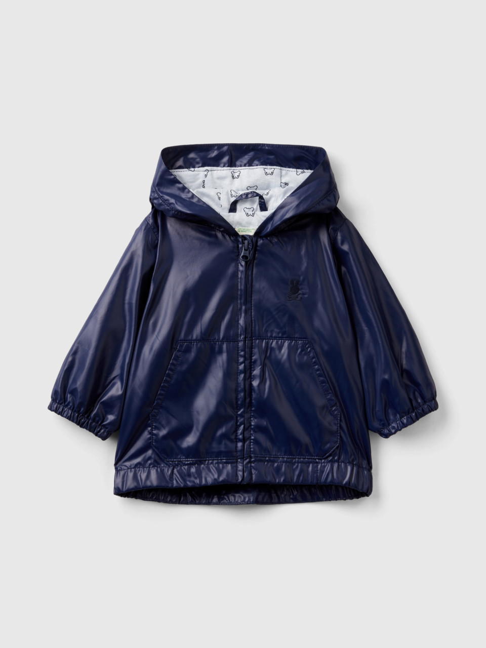 Benetton, Lightweight Jacket With Hood, Dark Blue, Kids