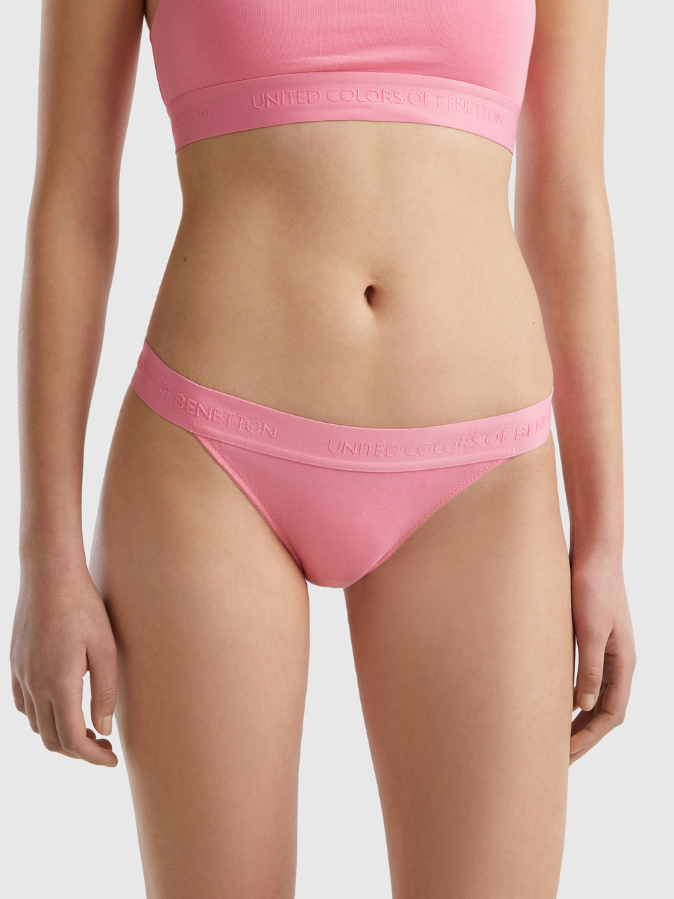 Benetton, Low-rise Underwear In Organic Cotton, Pink, Women