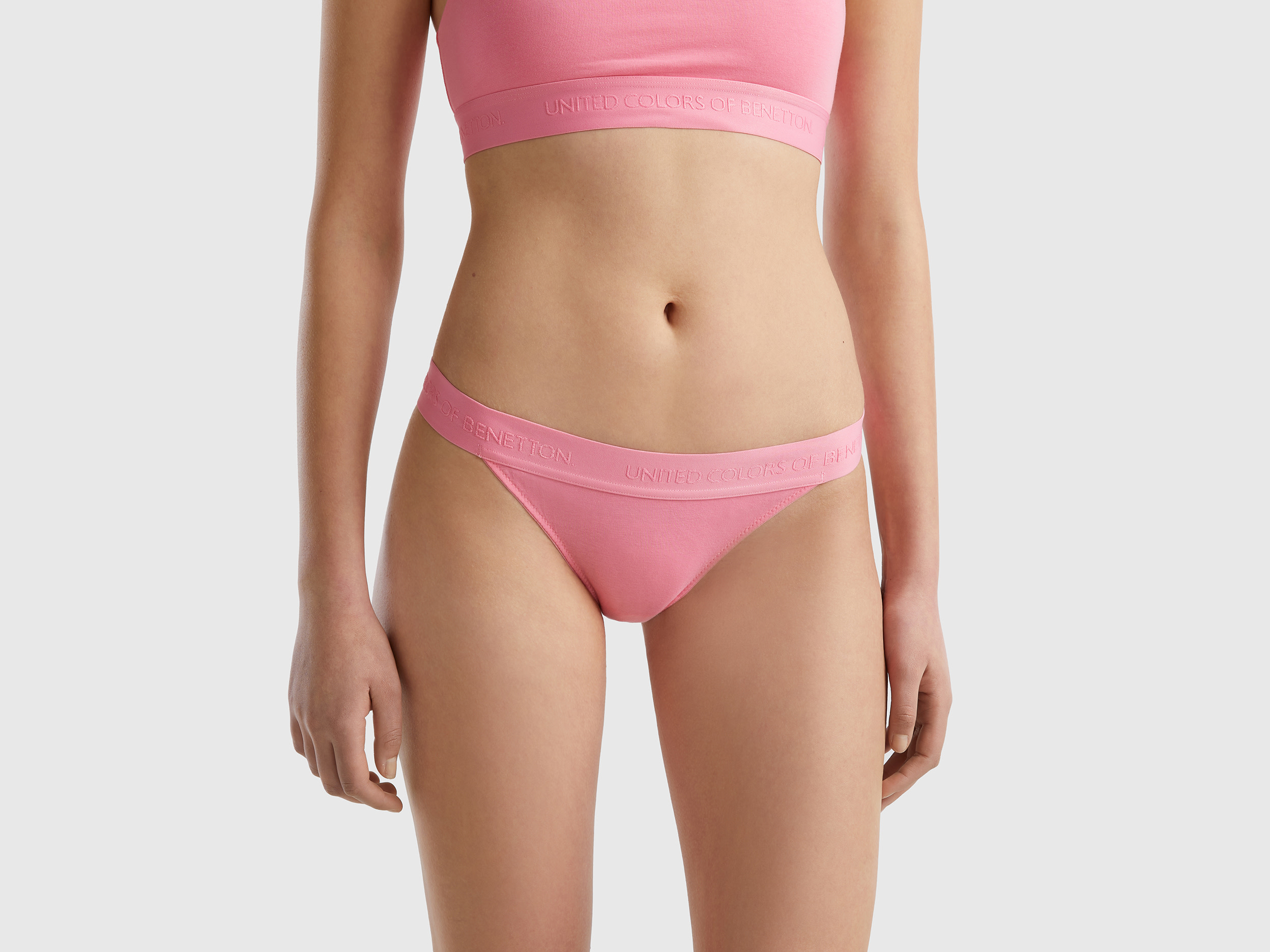 Image of Benetton, Low-rise Underwear In Organic Cotton, size L, Pink, Women