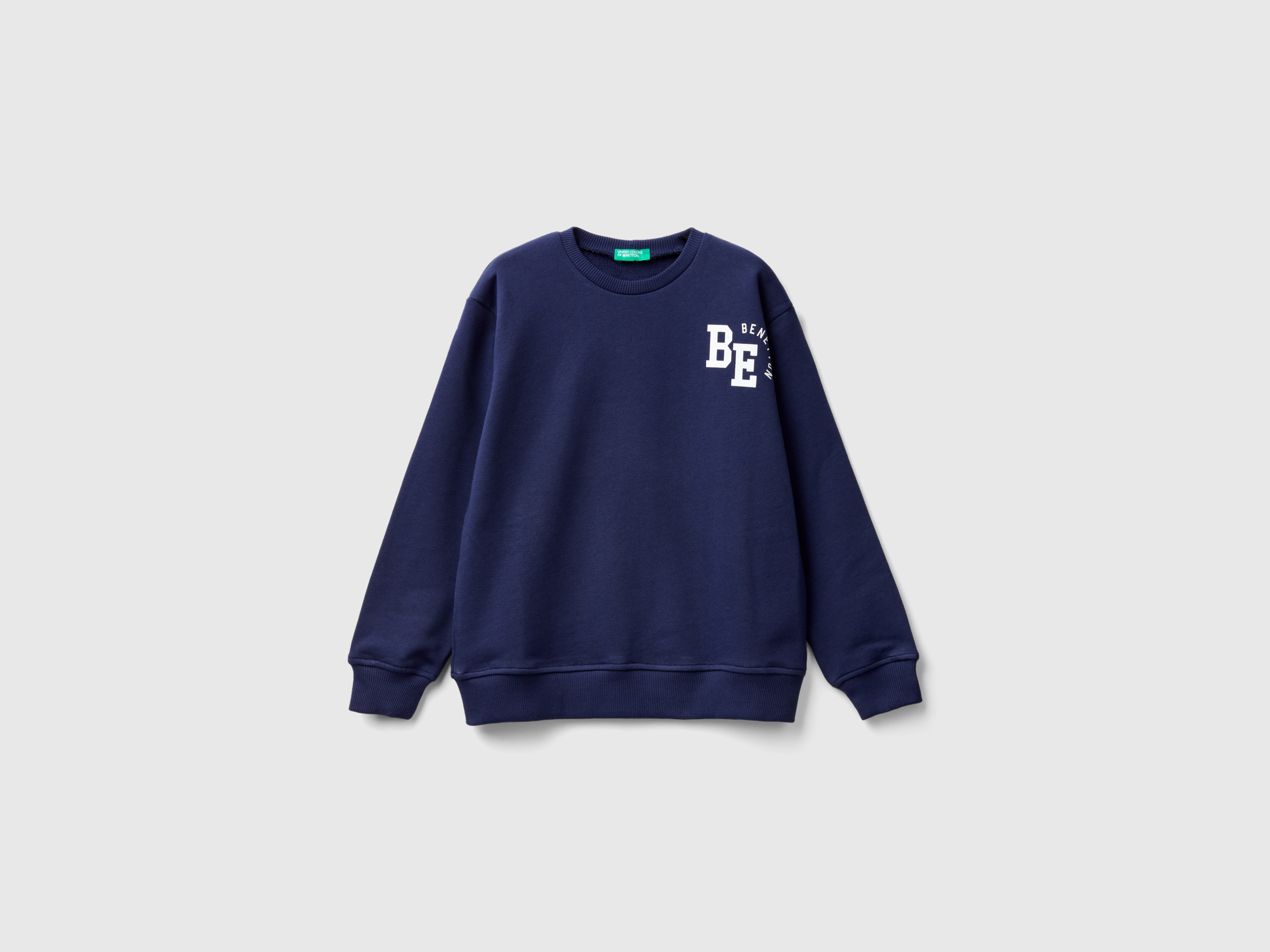 Benetton, Sweatshirt With Logo Print, size 3XL, Dark Blue, Kids