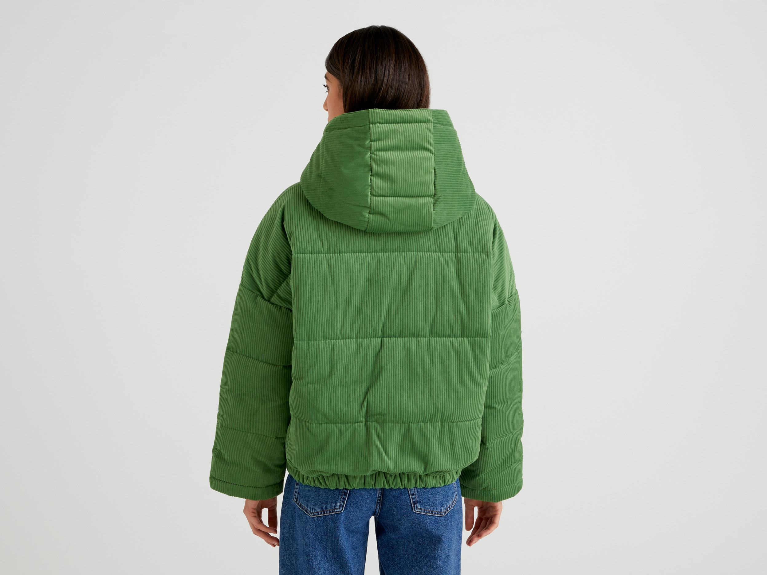 Benetton, Short Puffer Jacket With Sustainable Padding, Taglia L, , Women