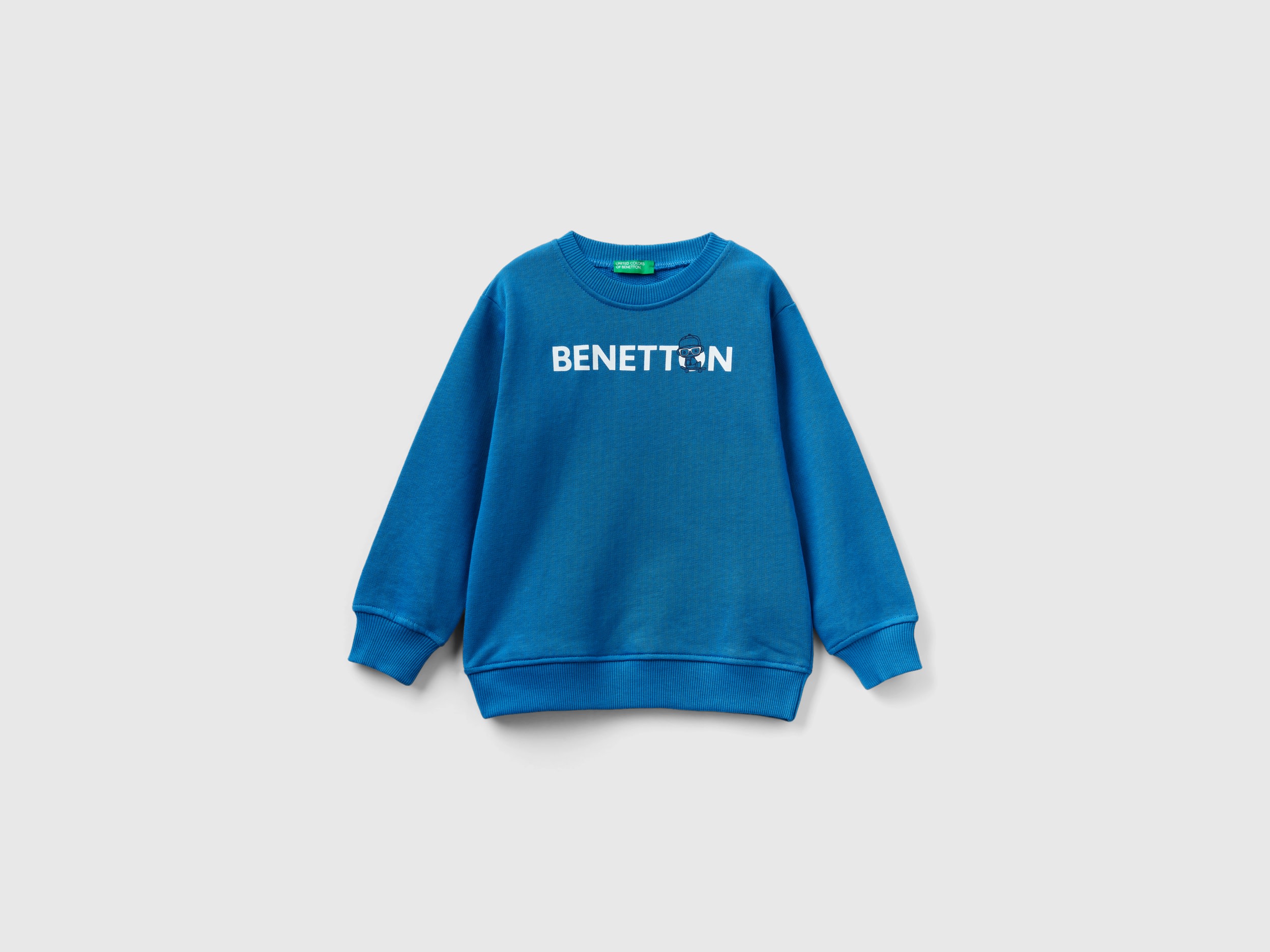 Image of Benetton, Sweatshirt In 100% Organic Cotton, size 98, Blue, Kids